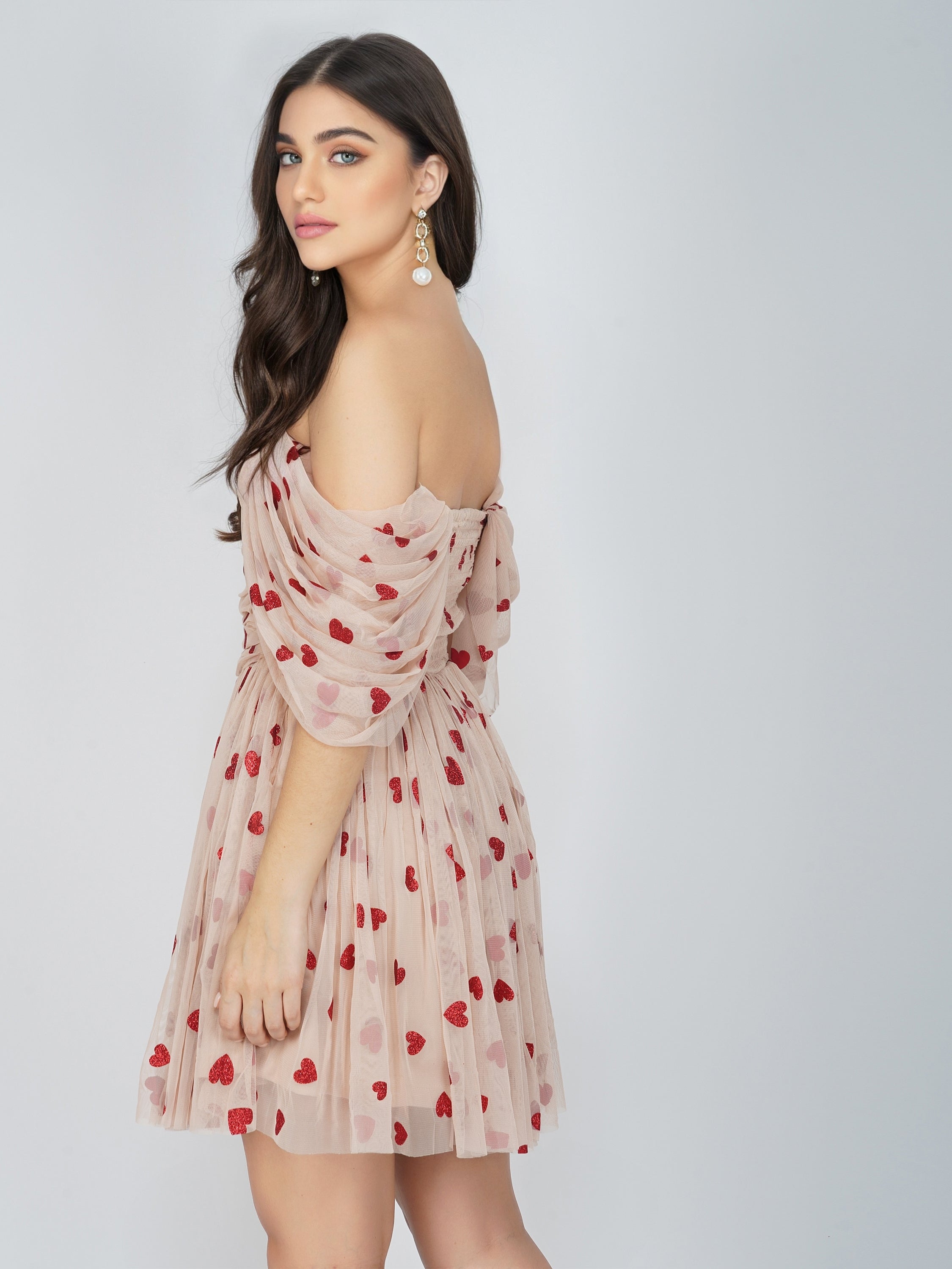 Sydney Red Heart Mini Dress – Lace & Beads
