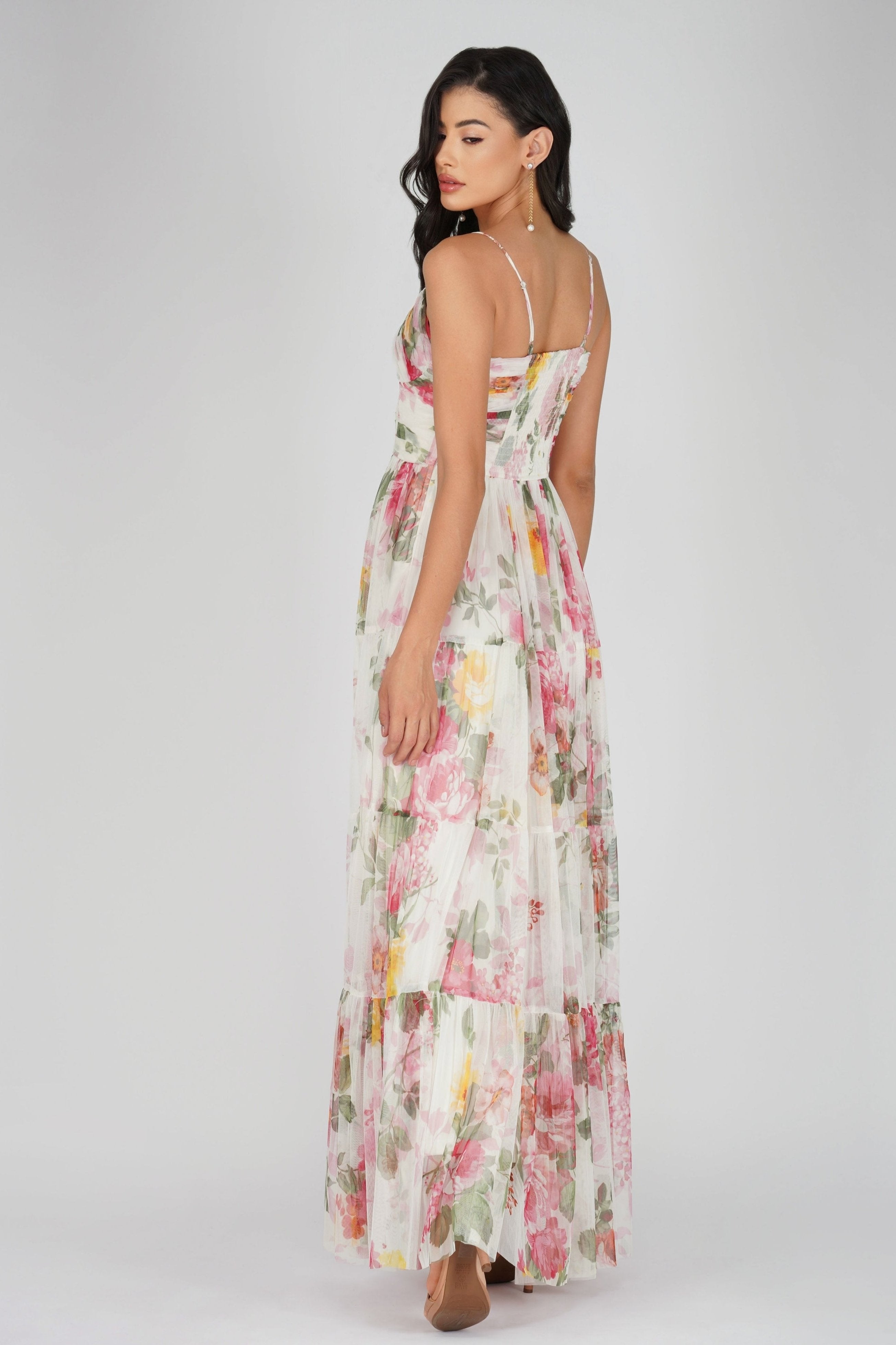 Thea Tulle Floral Maxi Dress – Lace & Beads