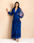 Talia Tulle Maxi Dress in Cobalt Floral