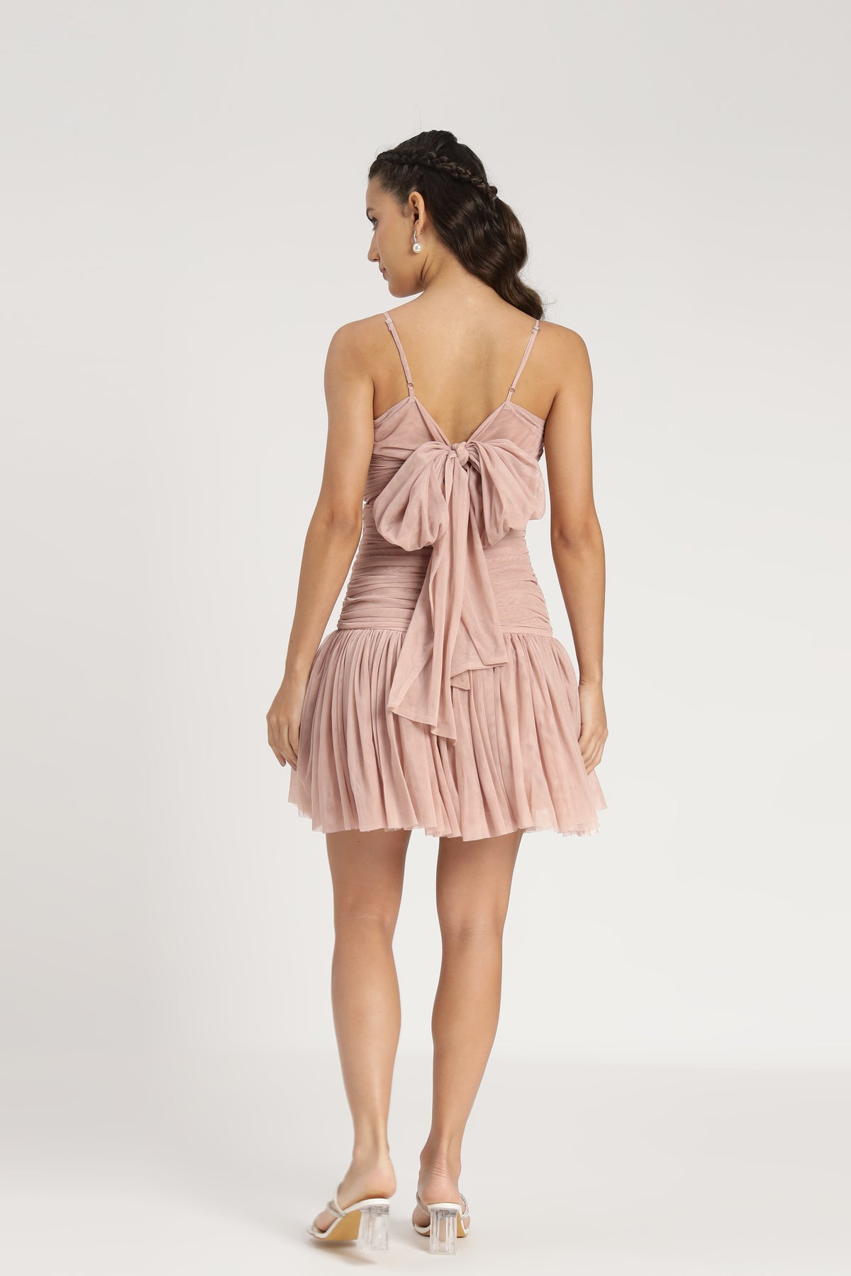 Theodora Tulle Mini Dress in Blush