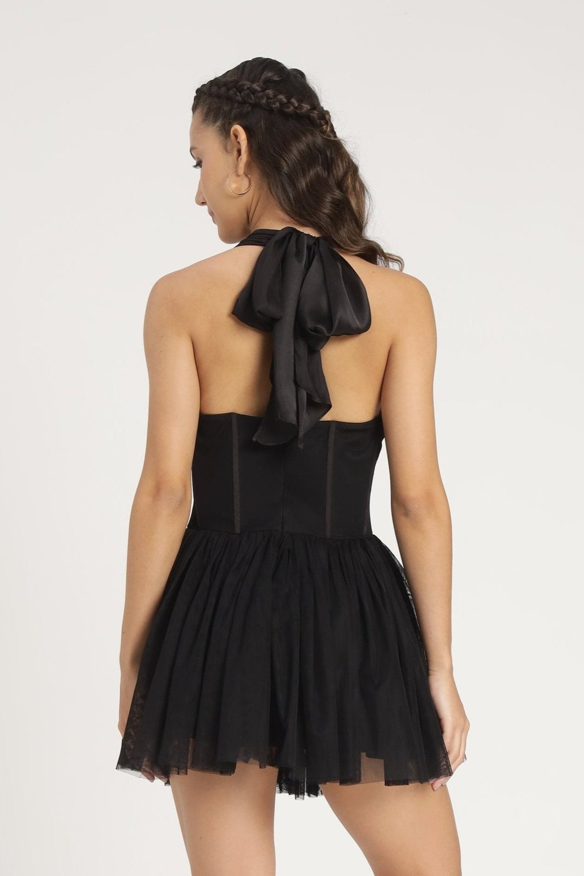 Therma Tulle Mini Dress in Black