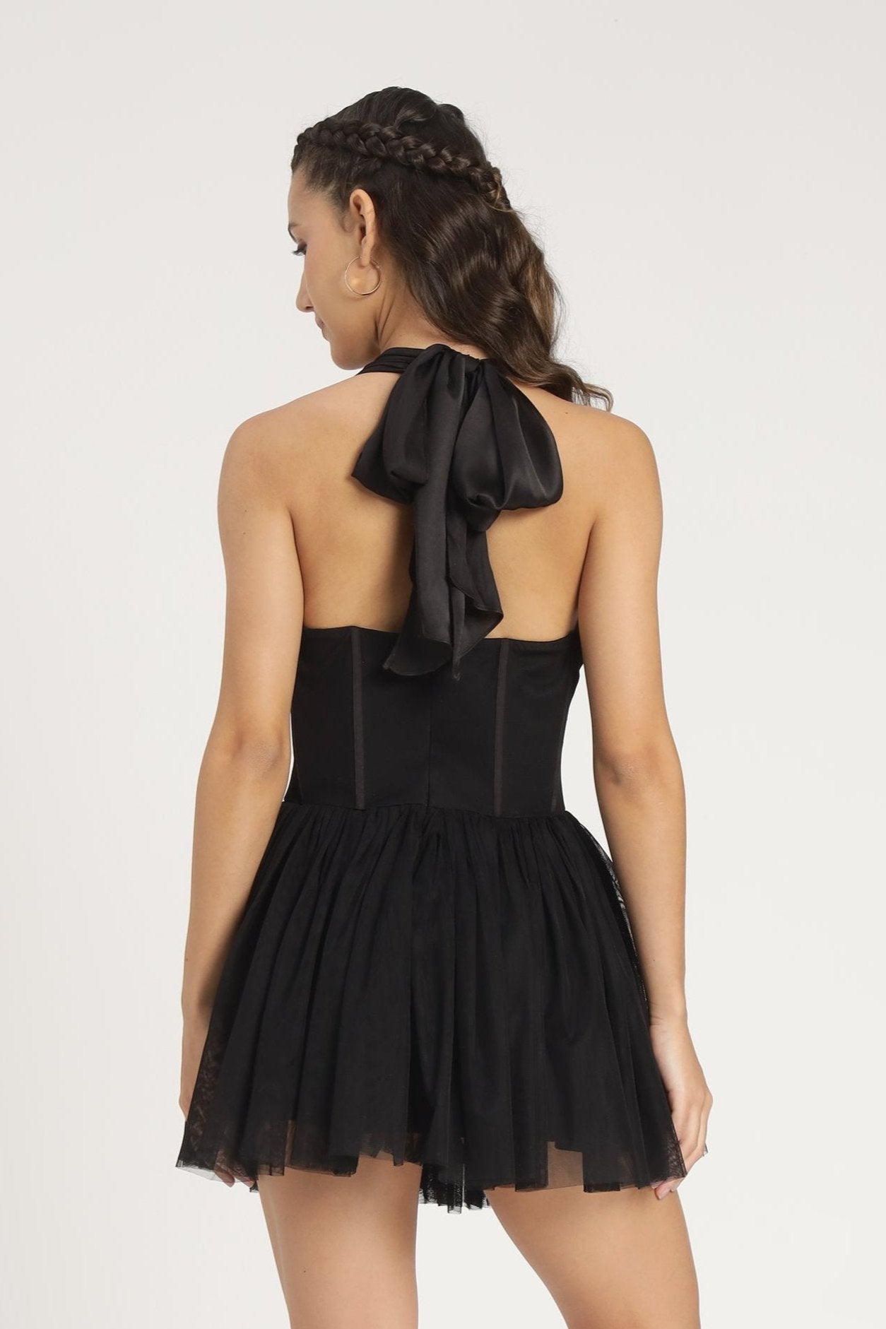 Therma Tulle Mini Dress in Black