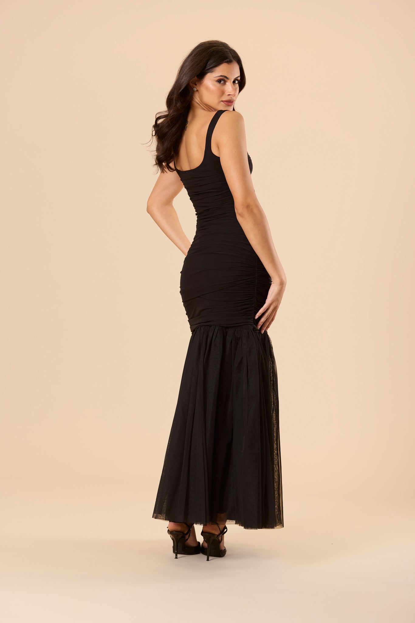 Tiana Tulle Maxi Dress in Black