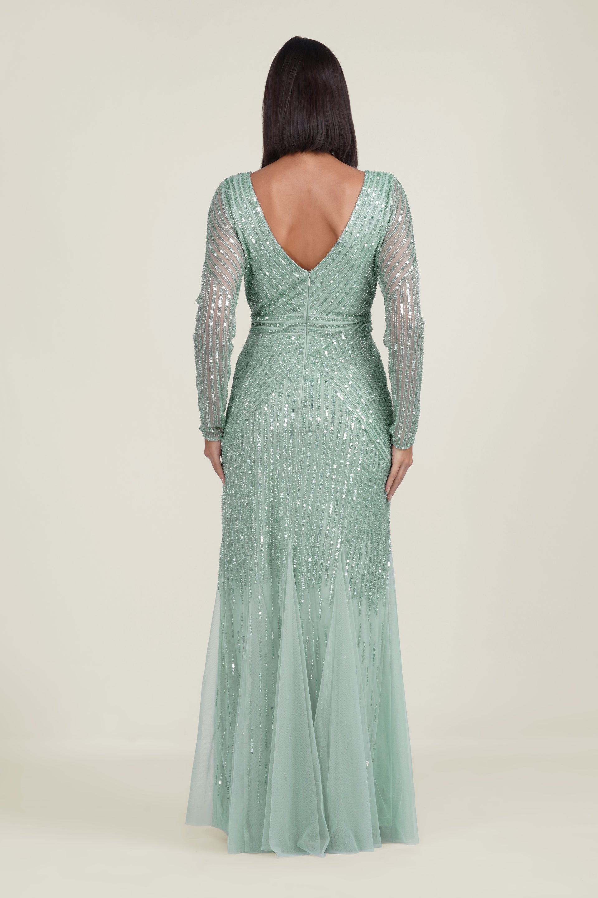 Tionara Embellished Maxi Dress in Mint
