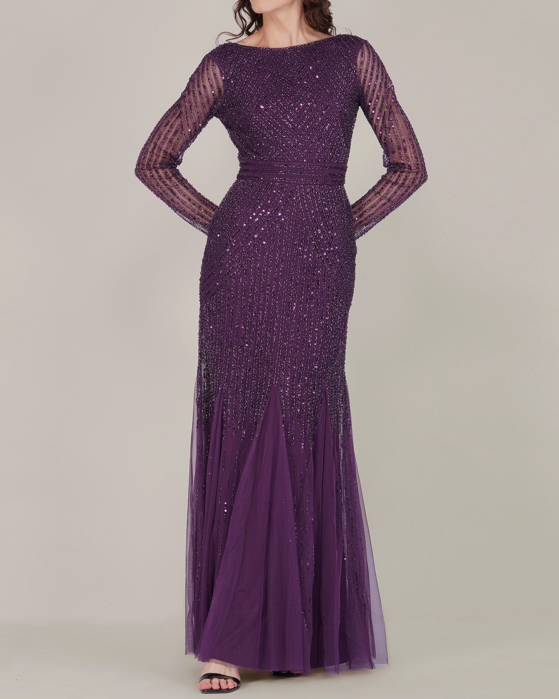 Tionara Embellished Maxi Dress in Violet