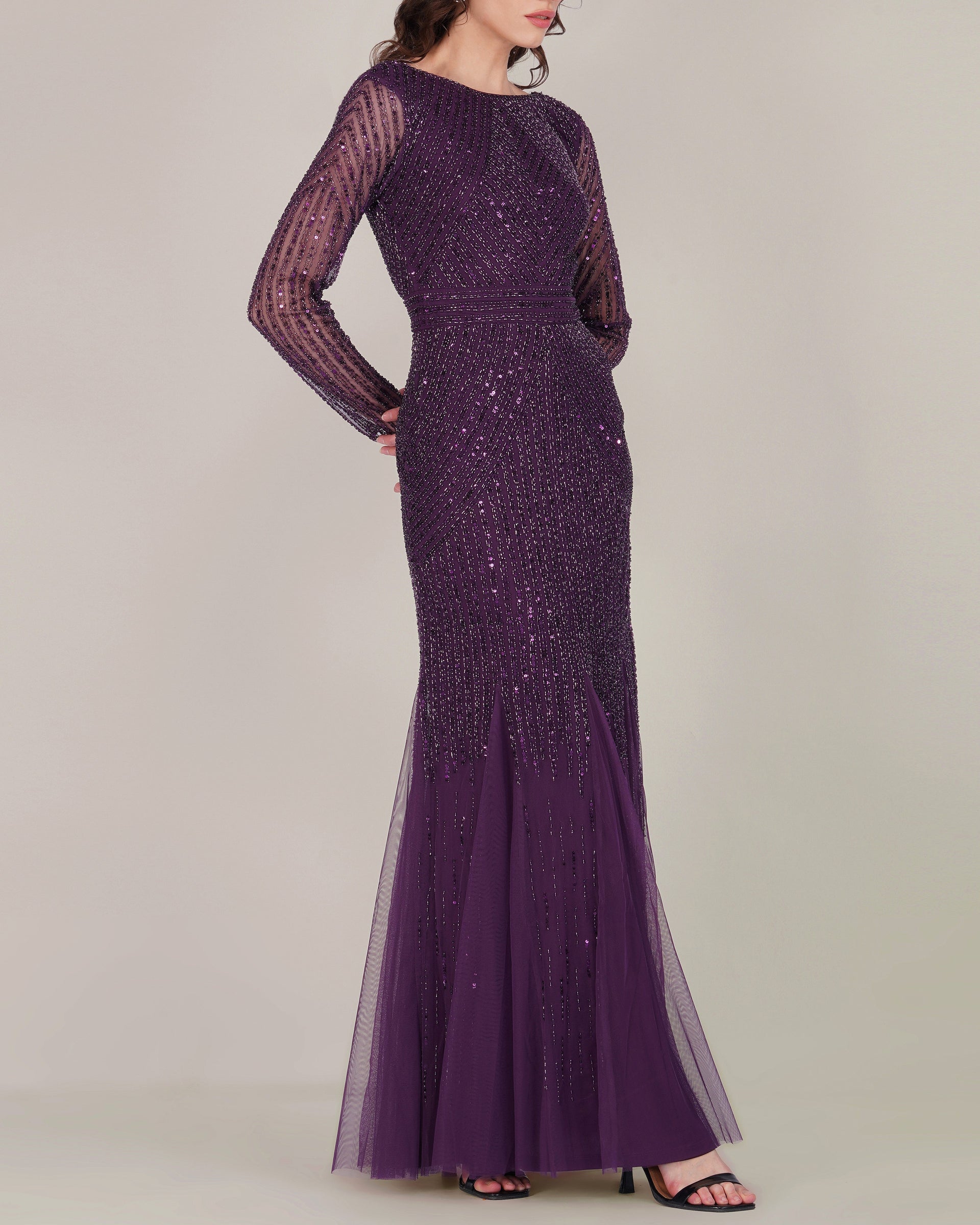 Tionara Embellished Maxi Dress in Violet