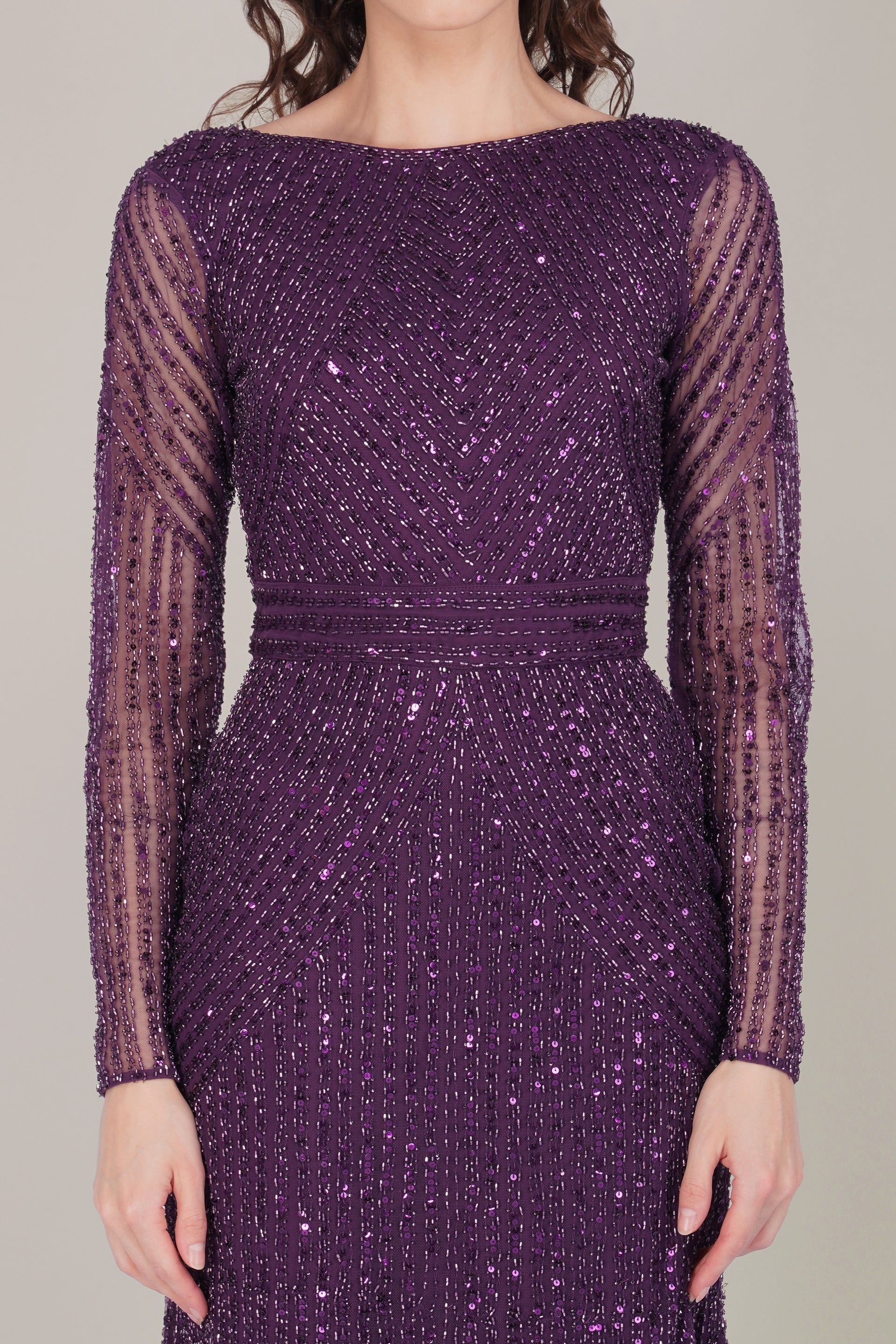 Tionara Embellished Maxi Dress in Violet