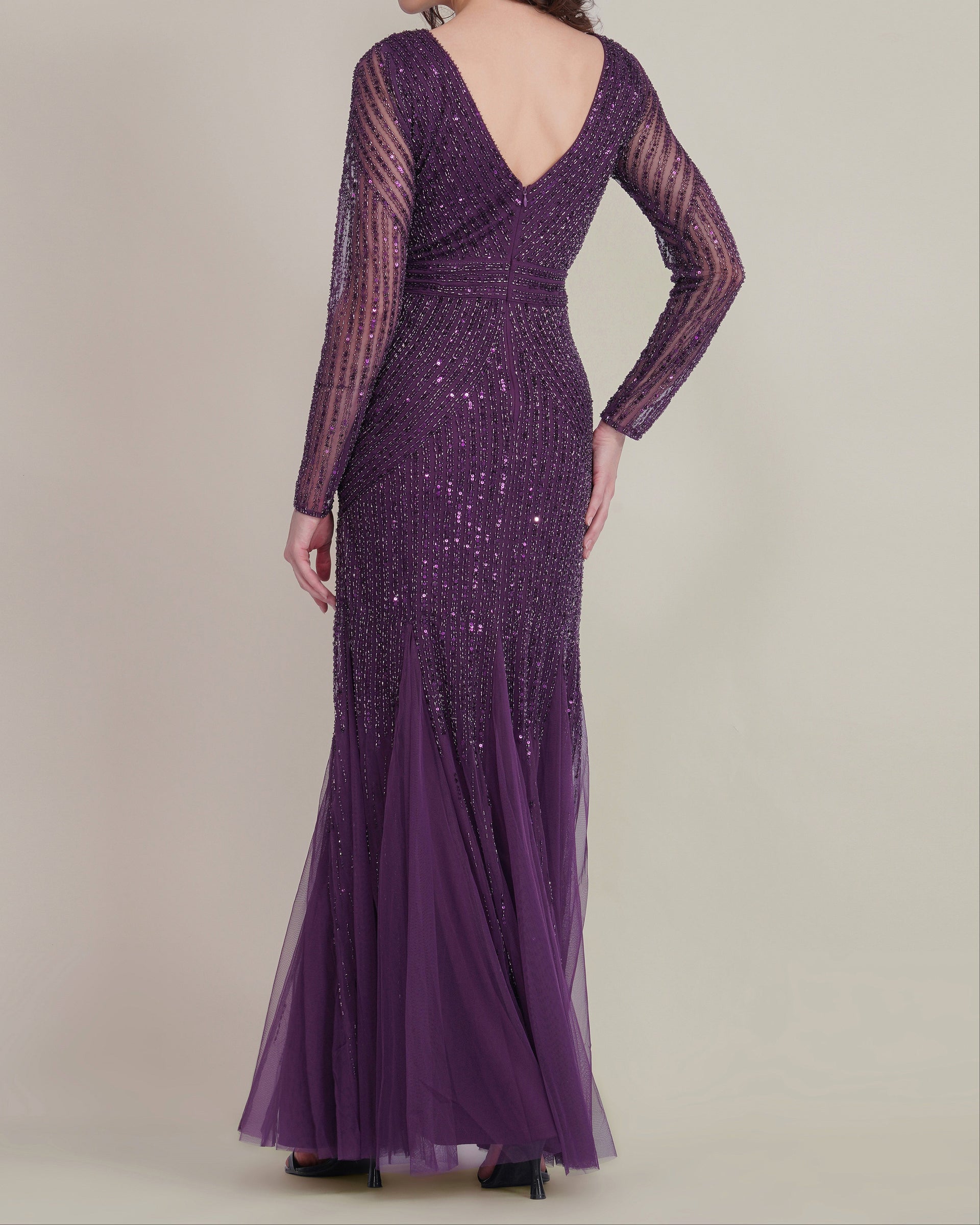 Tionara Embellished Maxi Dress in Violet