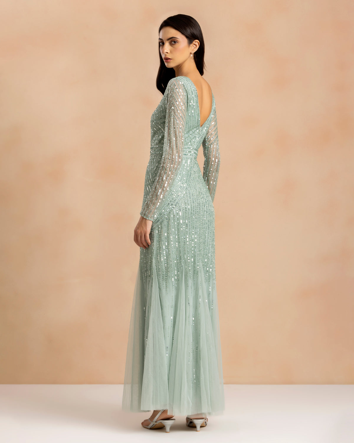 Tionara Embellished Maxi Dress in Mint