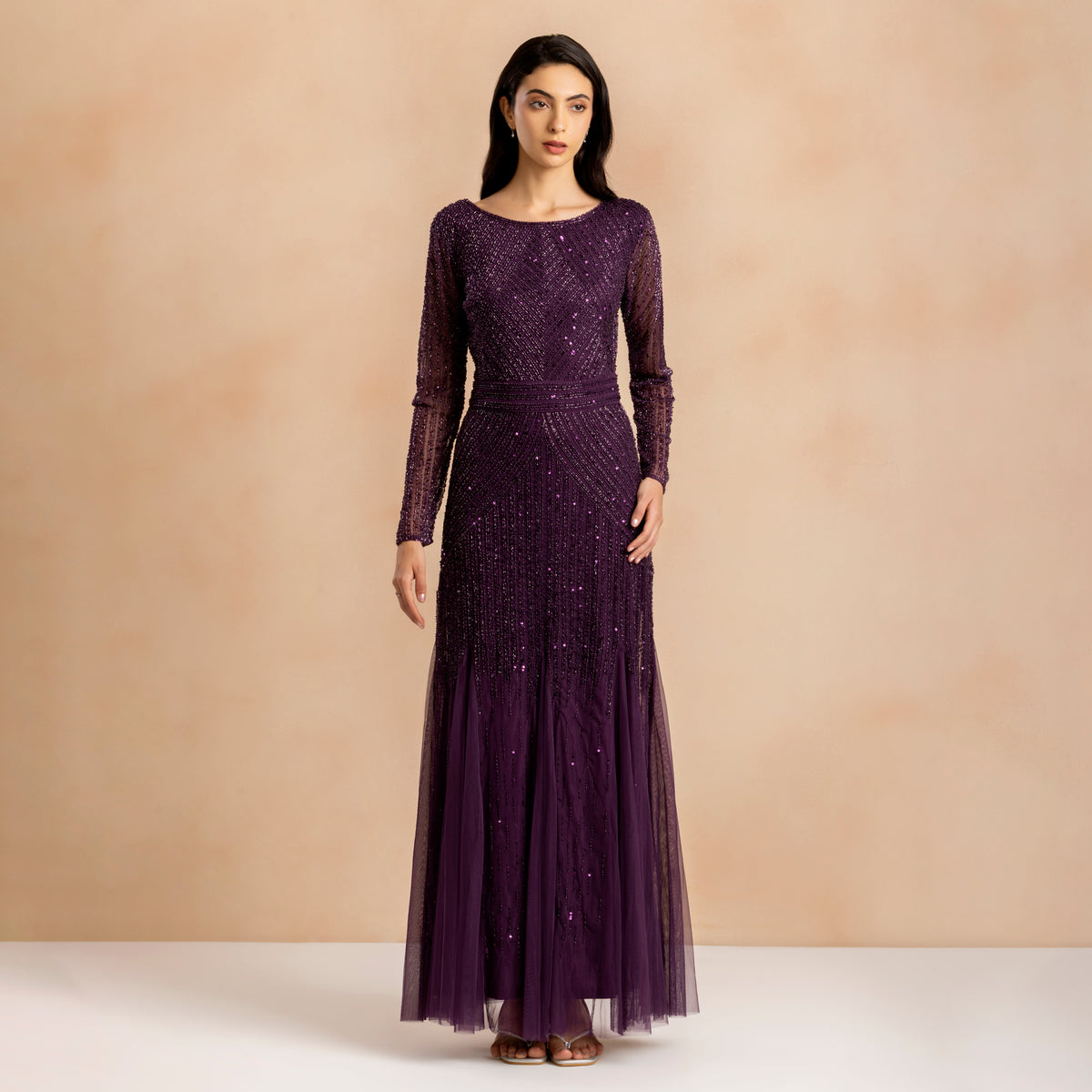 Tionara Embellished Maxi Dress in Violet