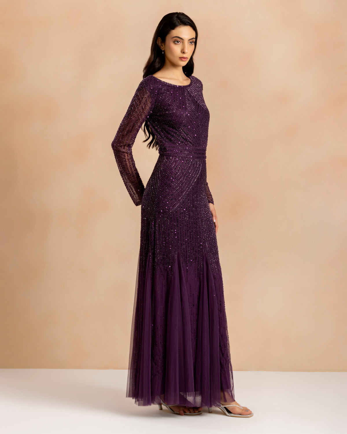 Tionara Embellished Maxi Dress in Violet