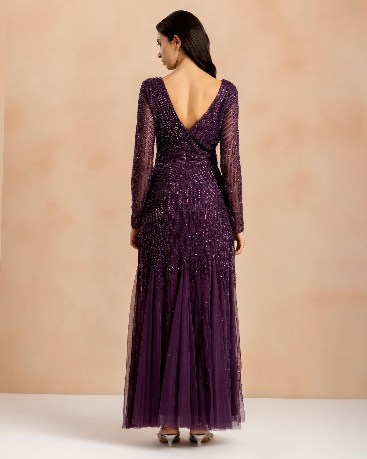 Tionara Embellished Maxi Dress in Violet