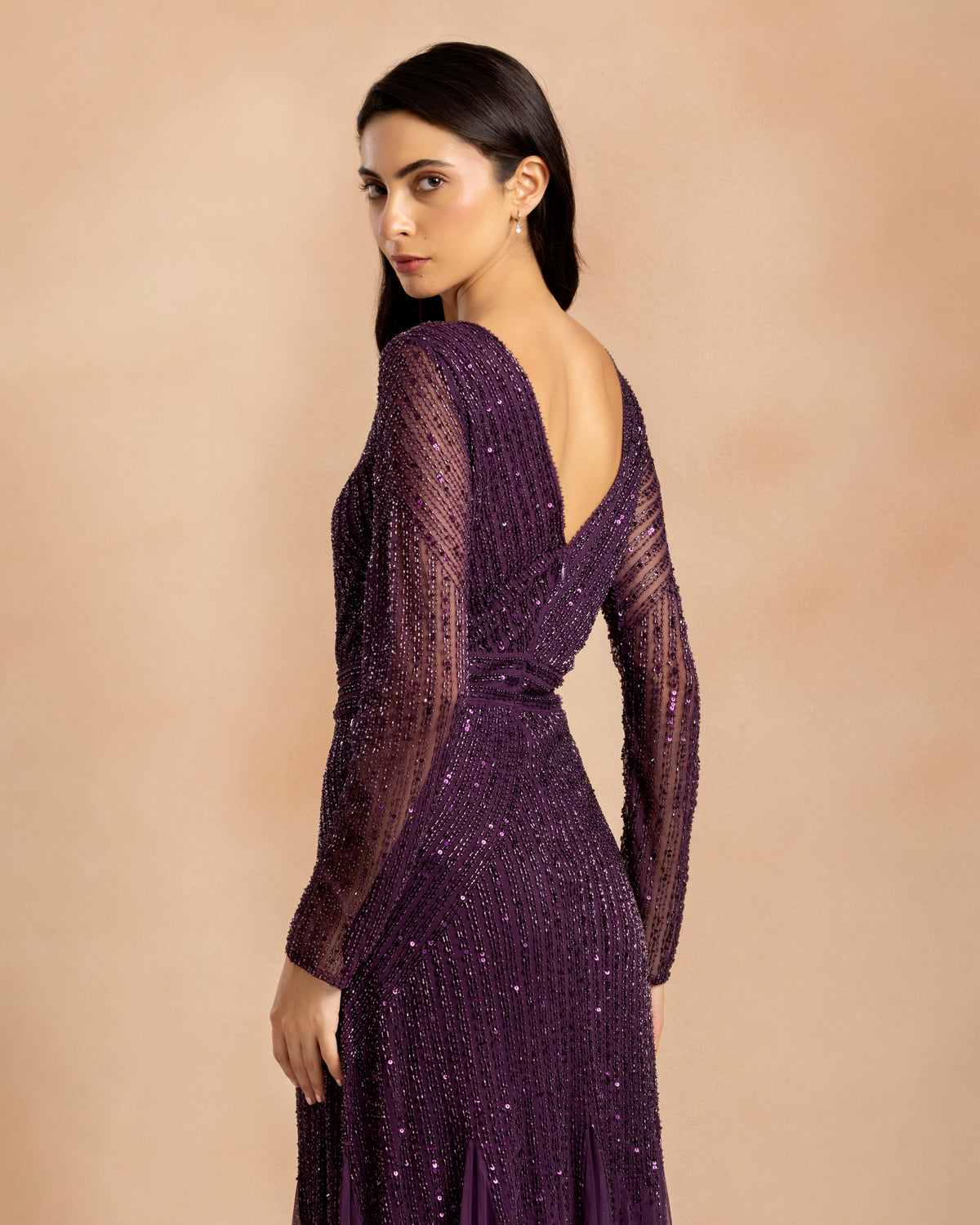 Tionara Embellished Maxi Dress in Violet