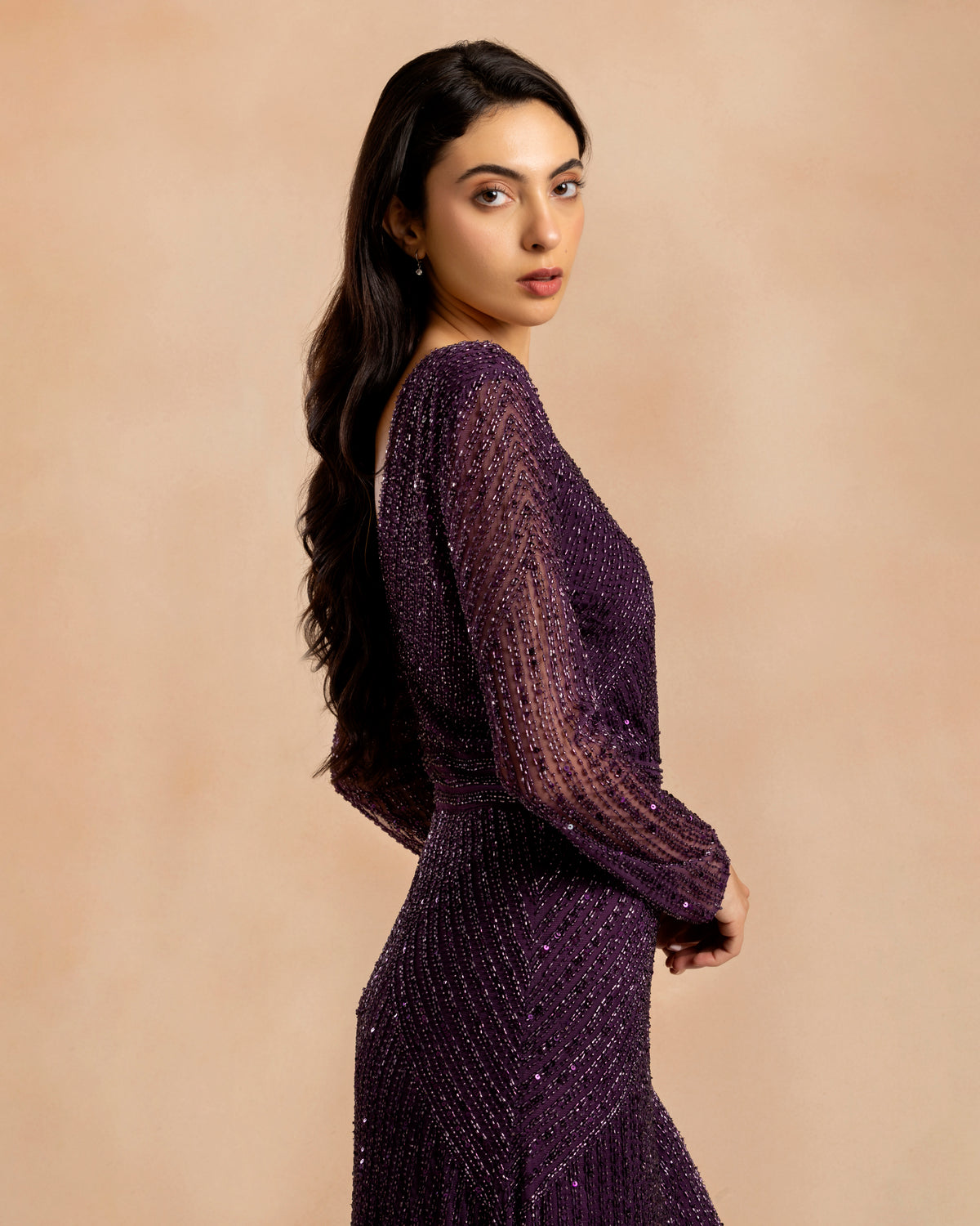 Tionara Embellished Maxi Dress in Violet
