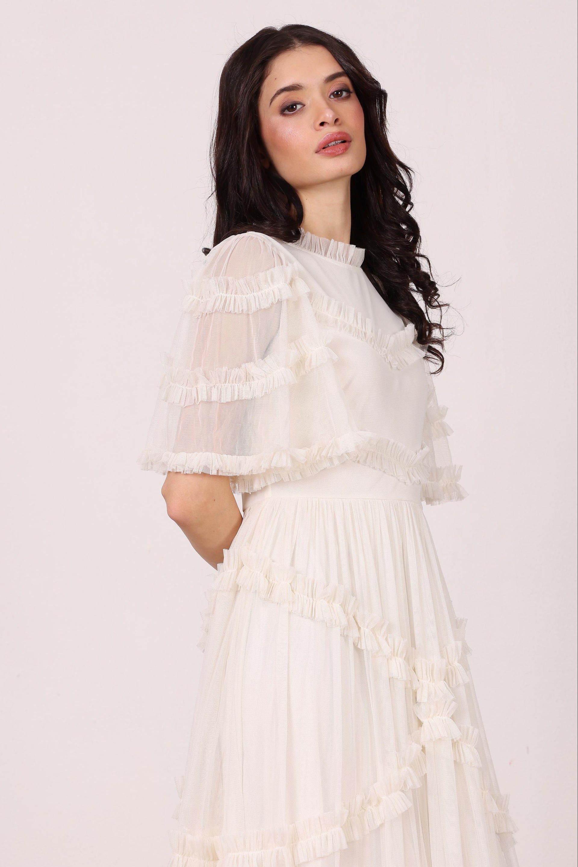 Florine Tulle Maxi Dress in Soft Cream