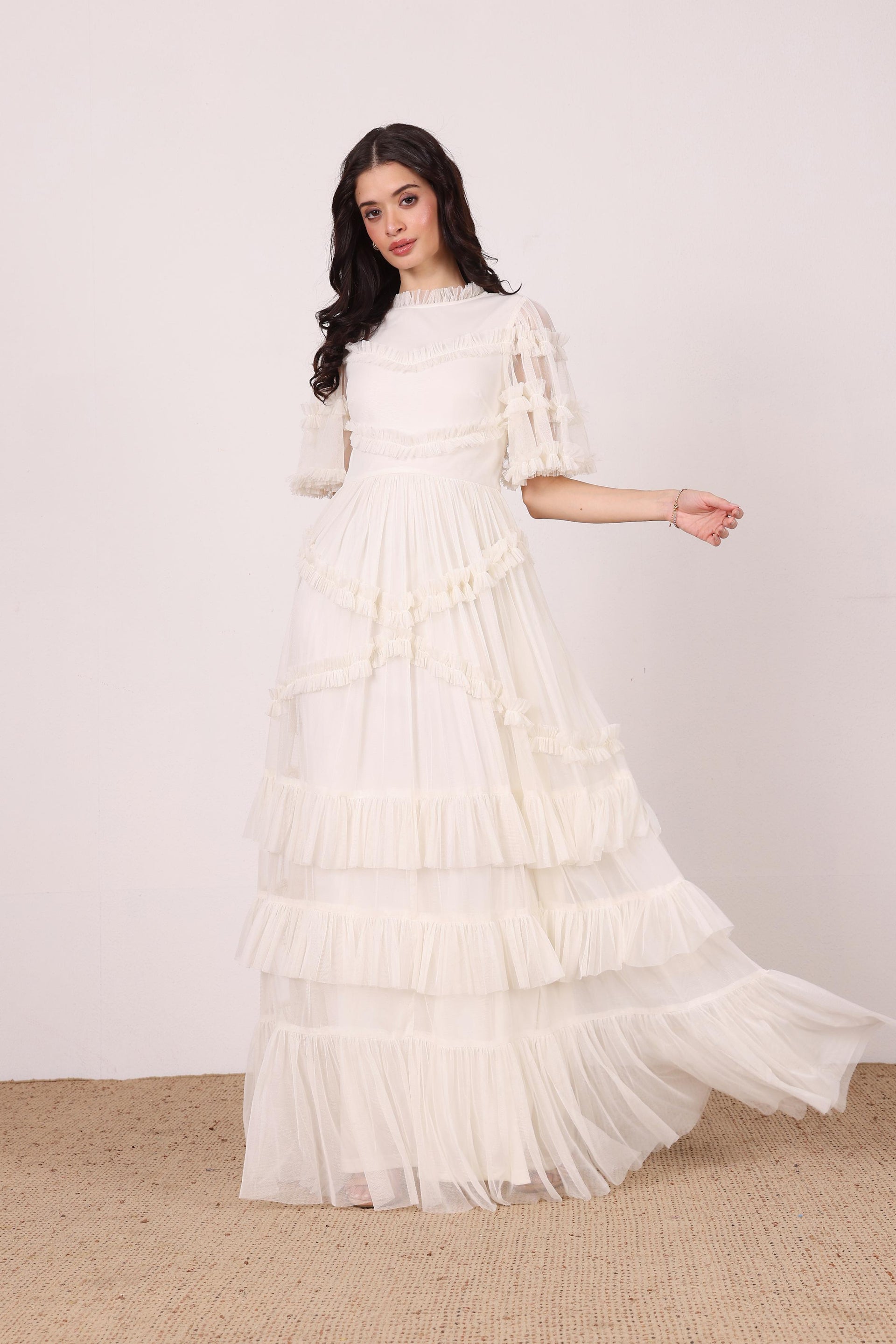 Florine Tulle Maxi Dress in Soft Cream