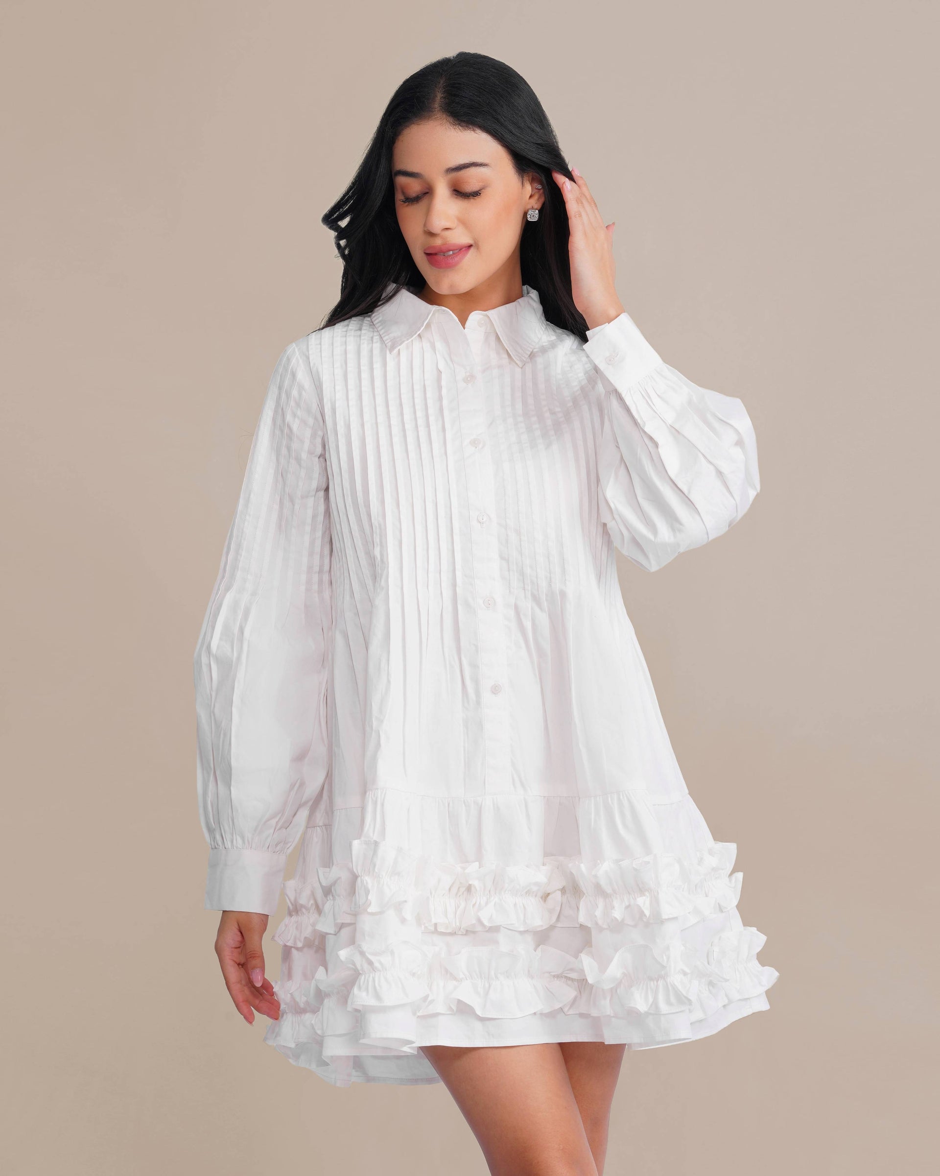 Tokyo Poplin Mini Dress in White