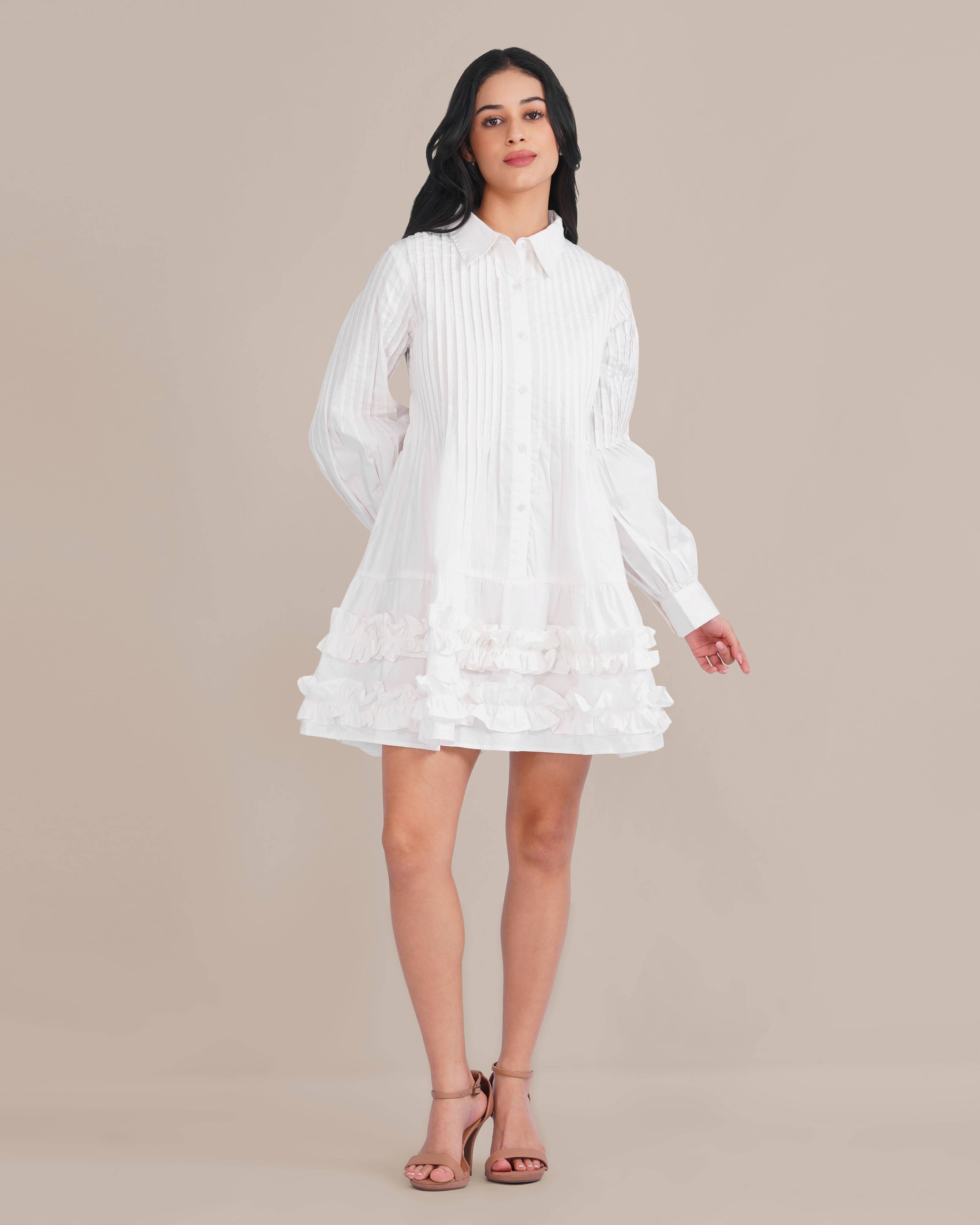 Tokyo Poplin Mini Dress in White