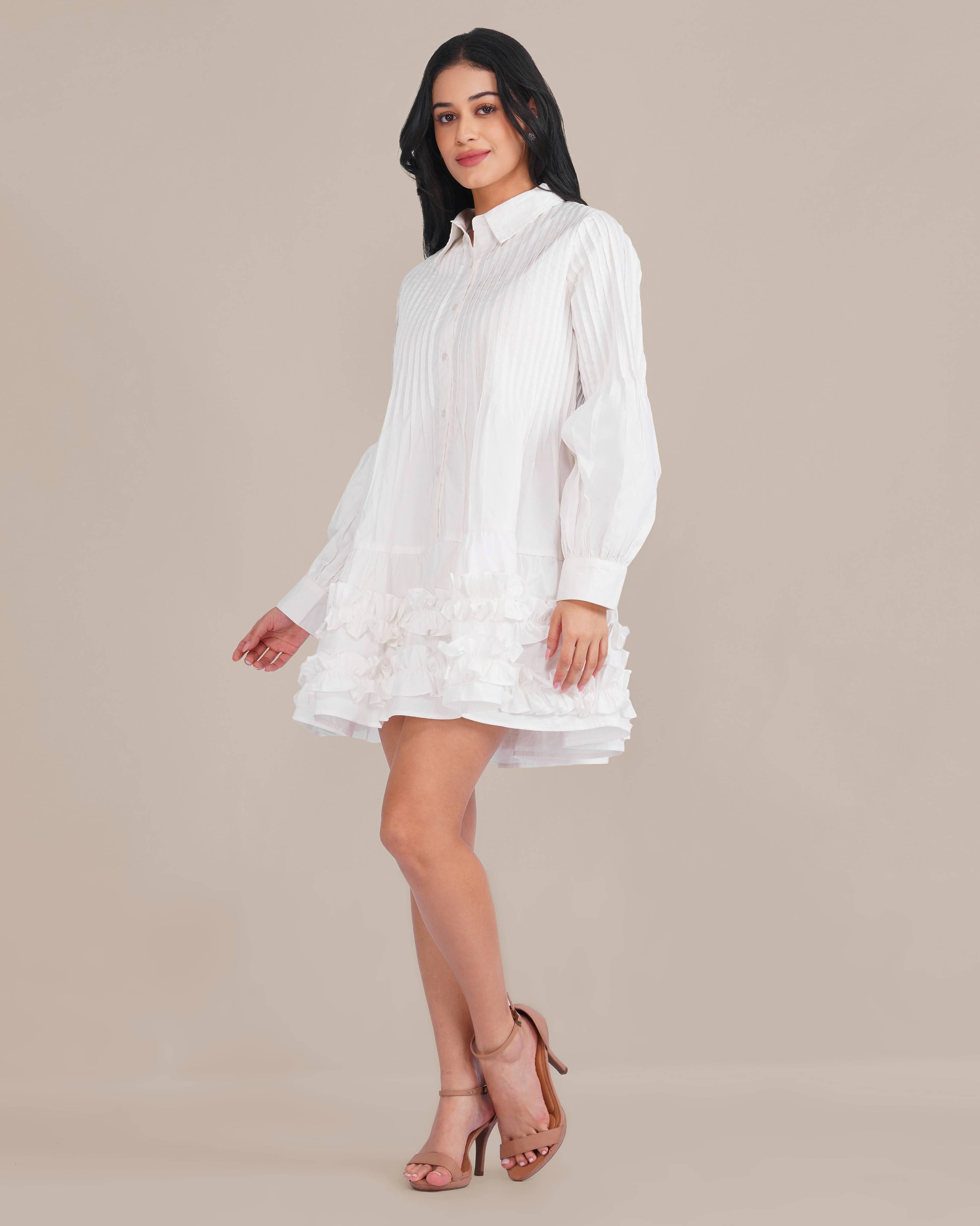 Tokyo Poplin Mini Dress in White