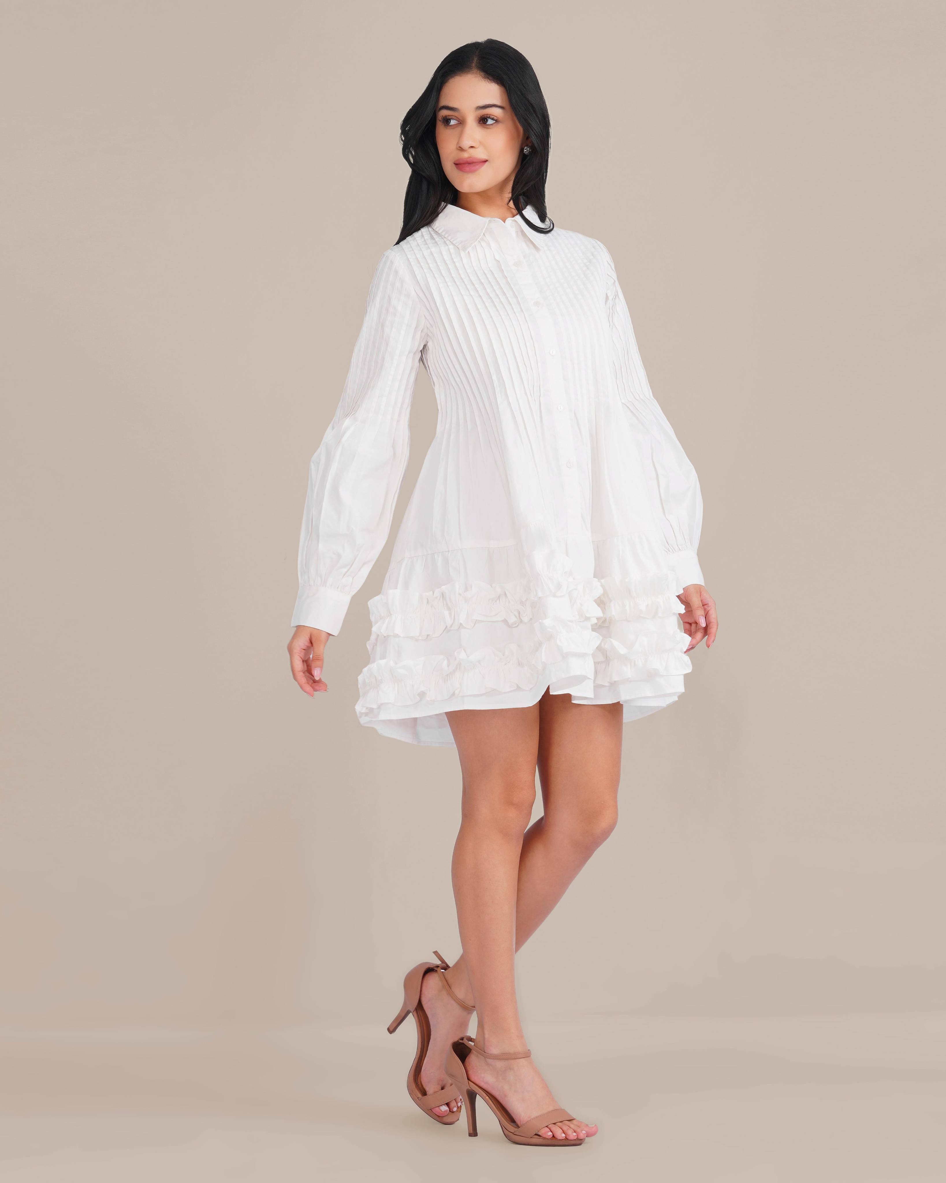 Tokyo Poplin Mini Dress in White