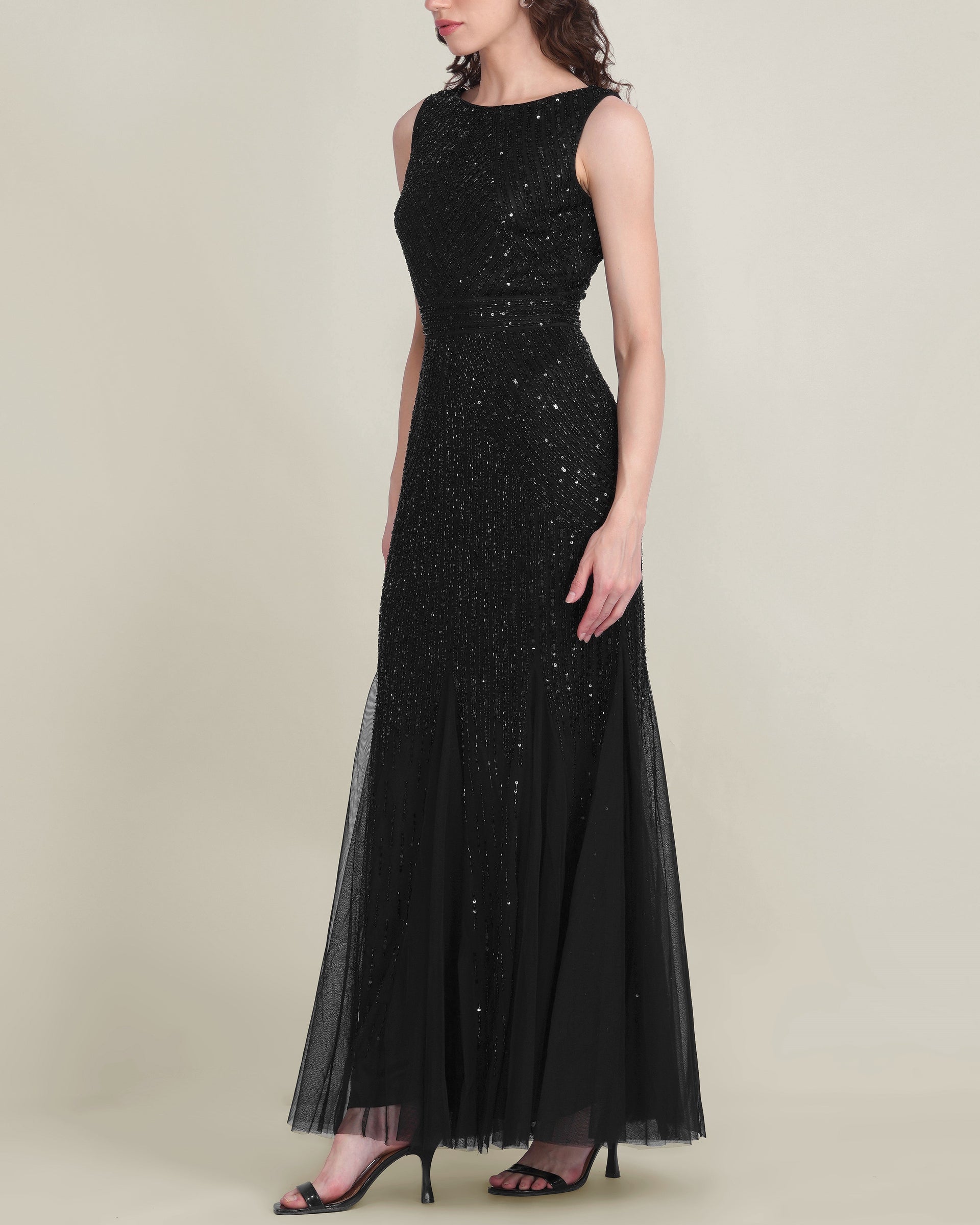 Tuvalu Embellished Maxi Dress in Black