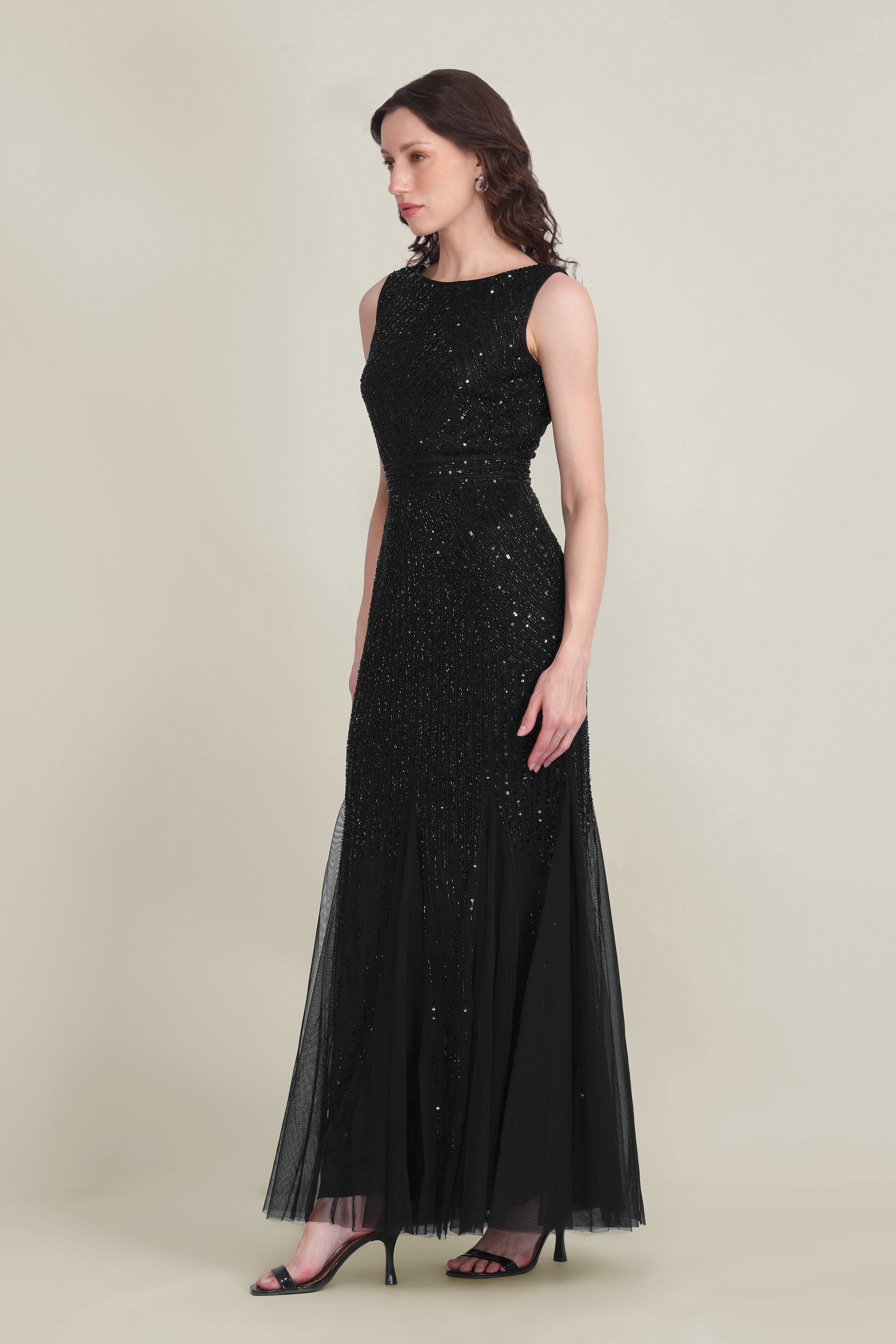 Tuvalu Embellished Maxi Dress in Black