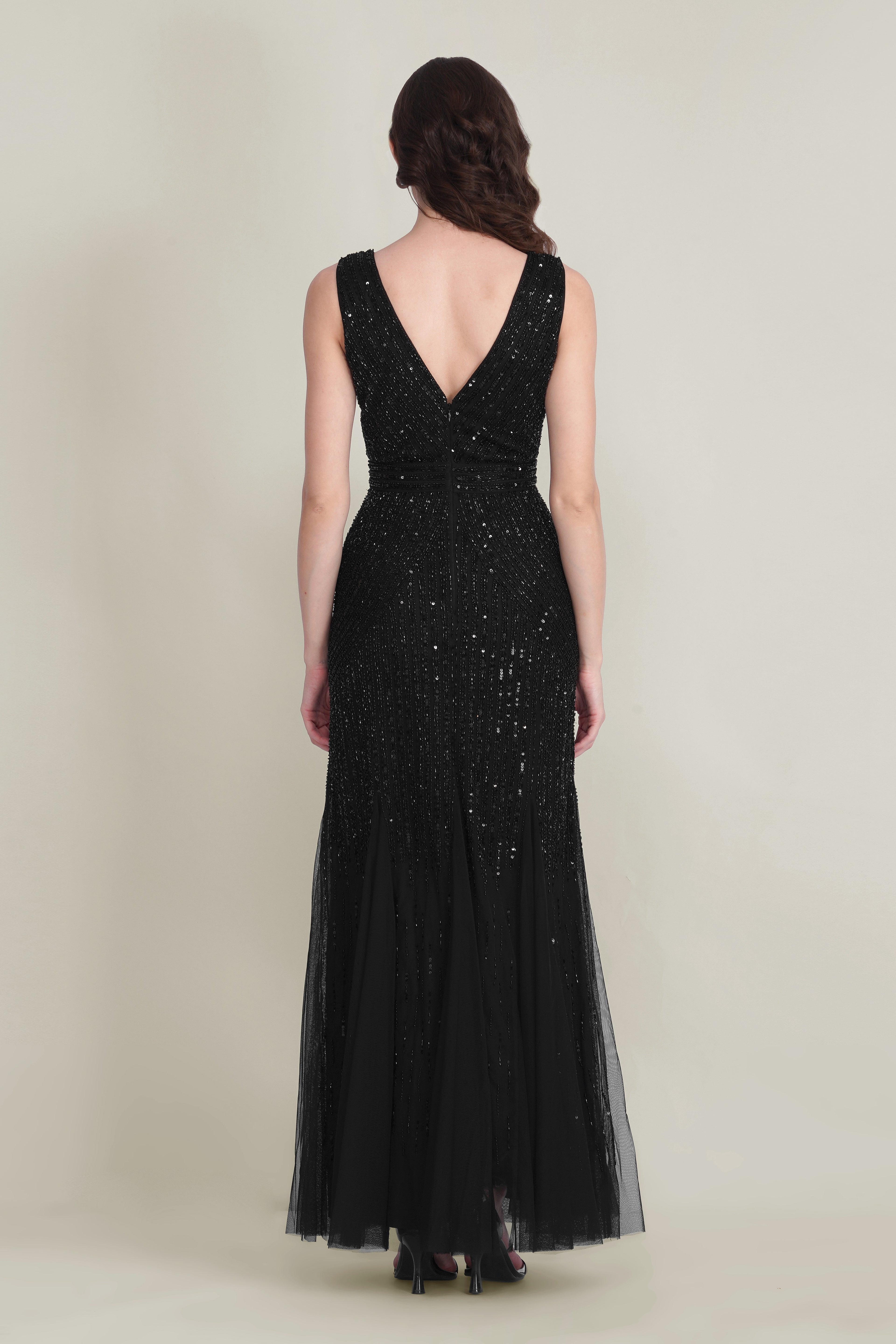 Tuvalu Embellished Maxi Dress in Black