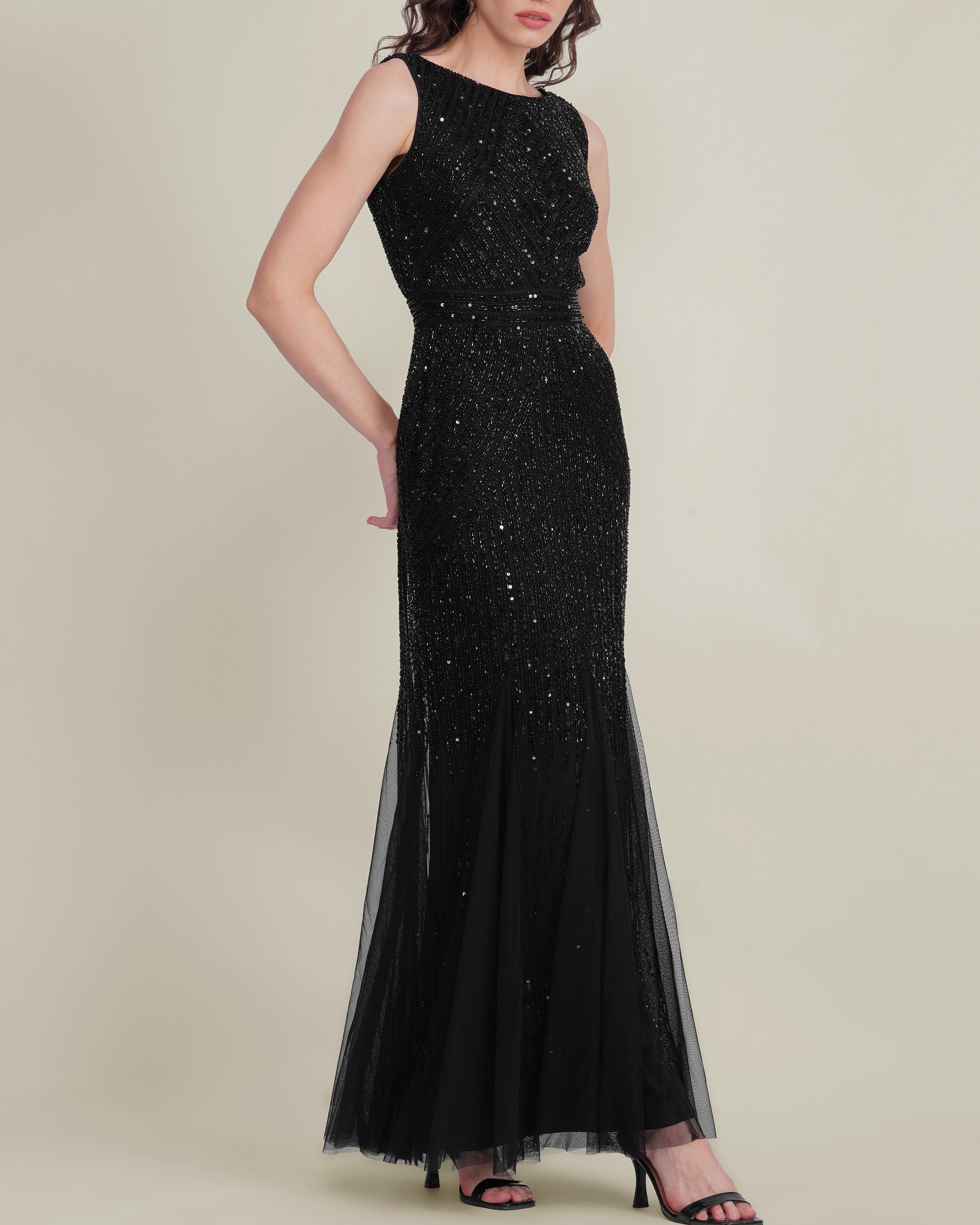 Tuvalu Embellished Maxi Dress in Black