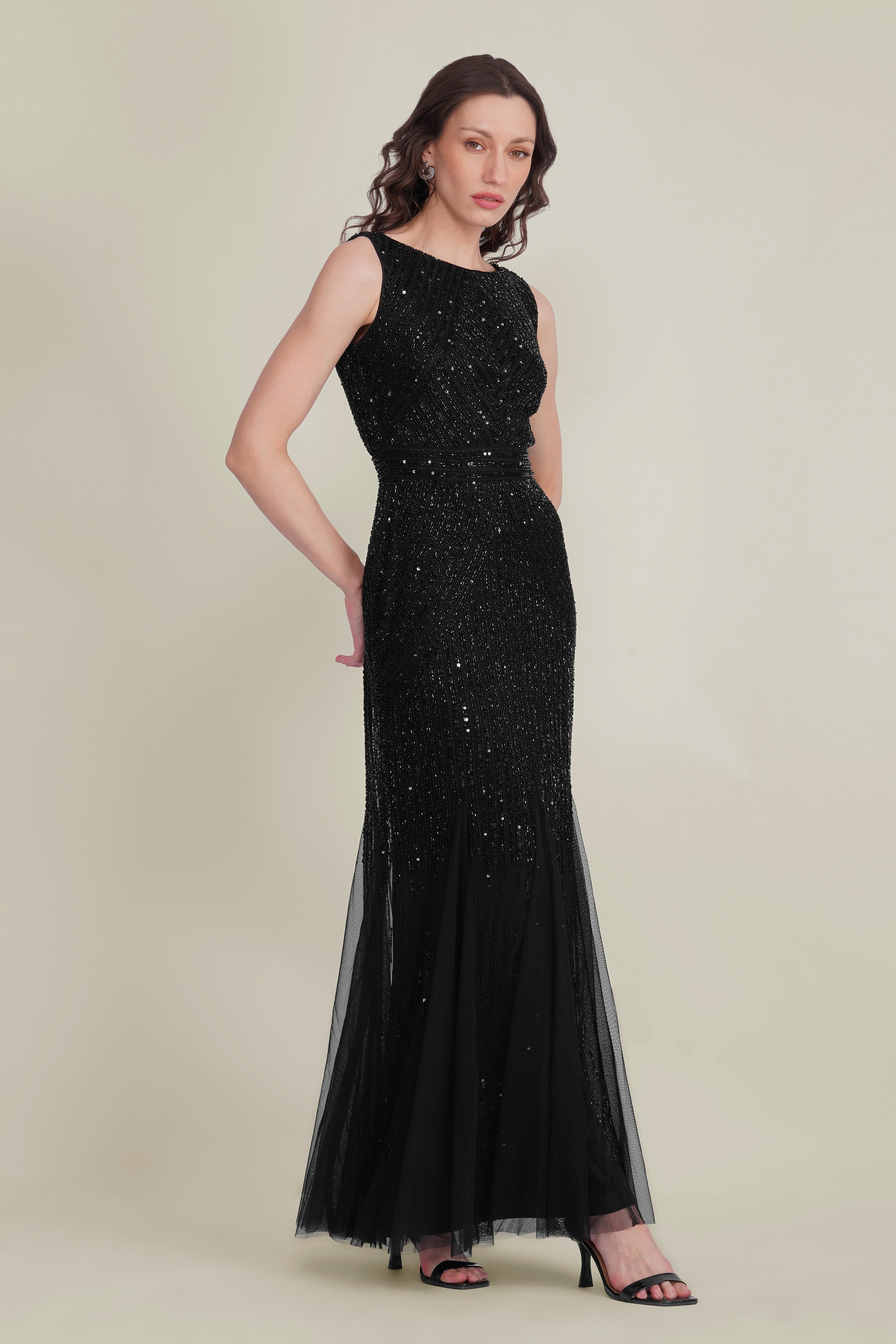 Tuvalu Embellished Maxi Dress in Black