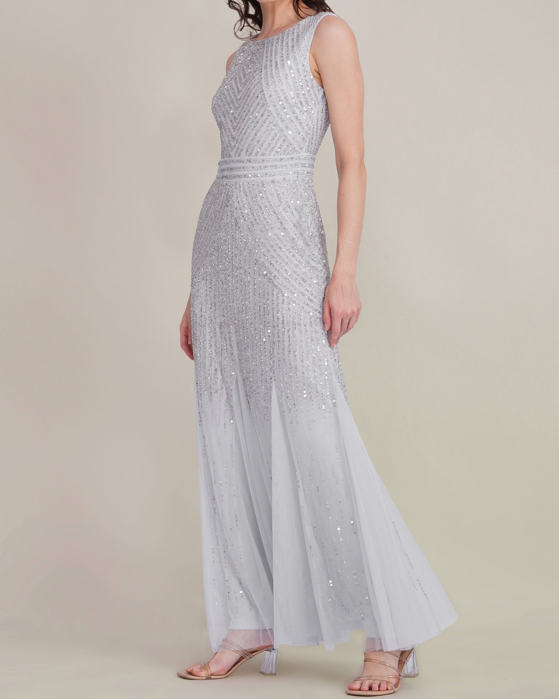 Tuvalu Embellished Maxi Dress in Silver