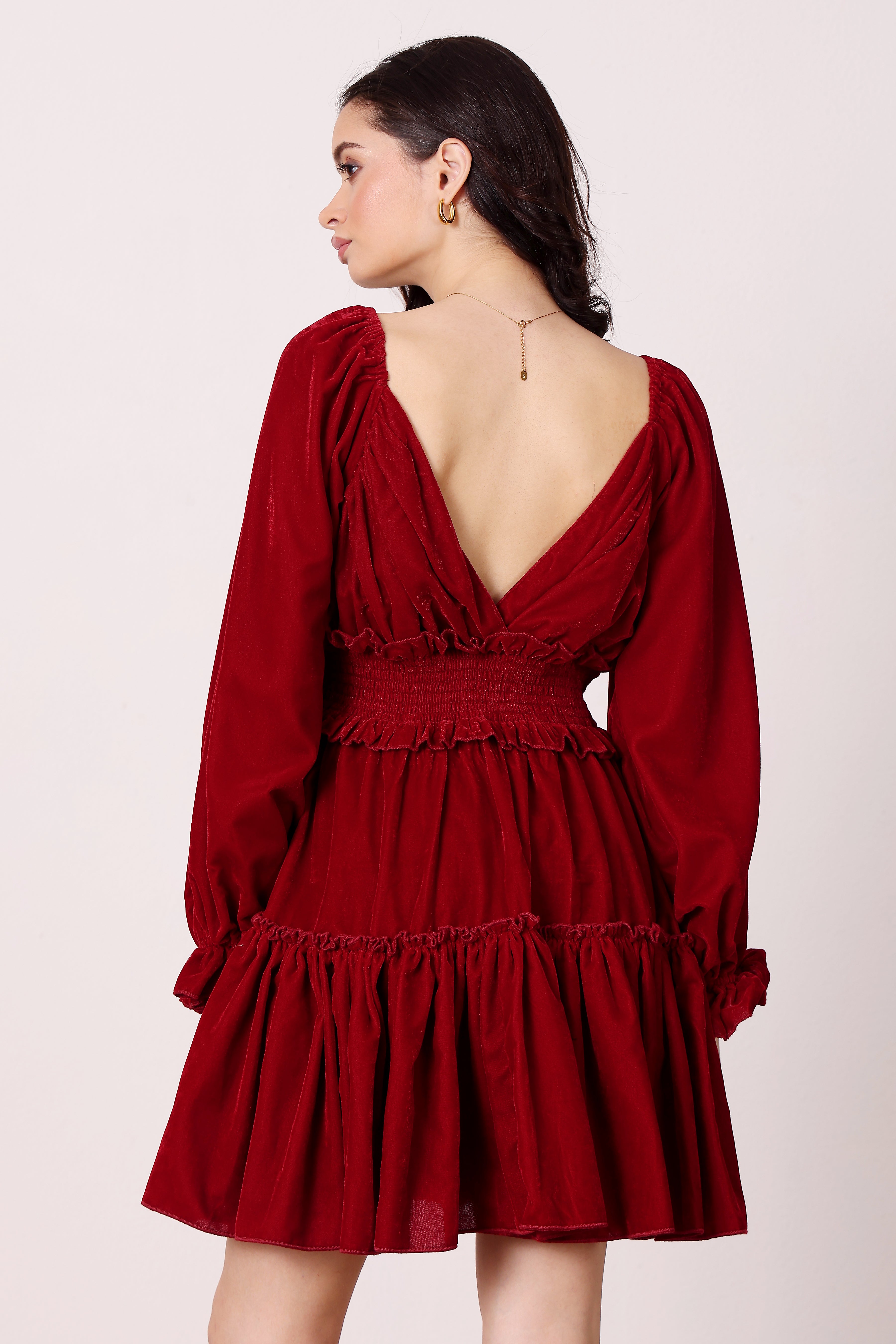 Montana Velvet Mini Dress in Red