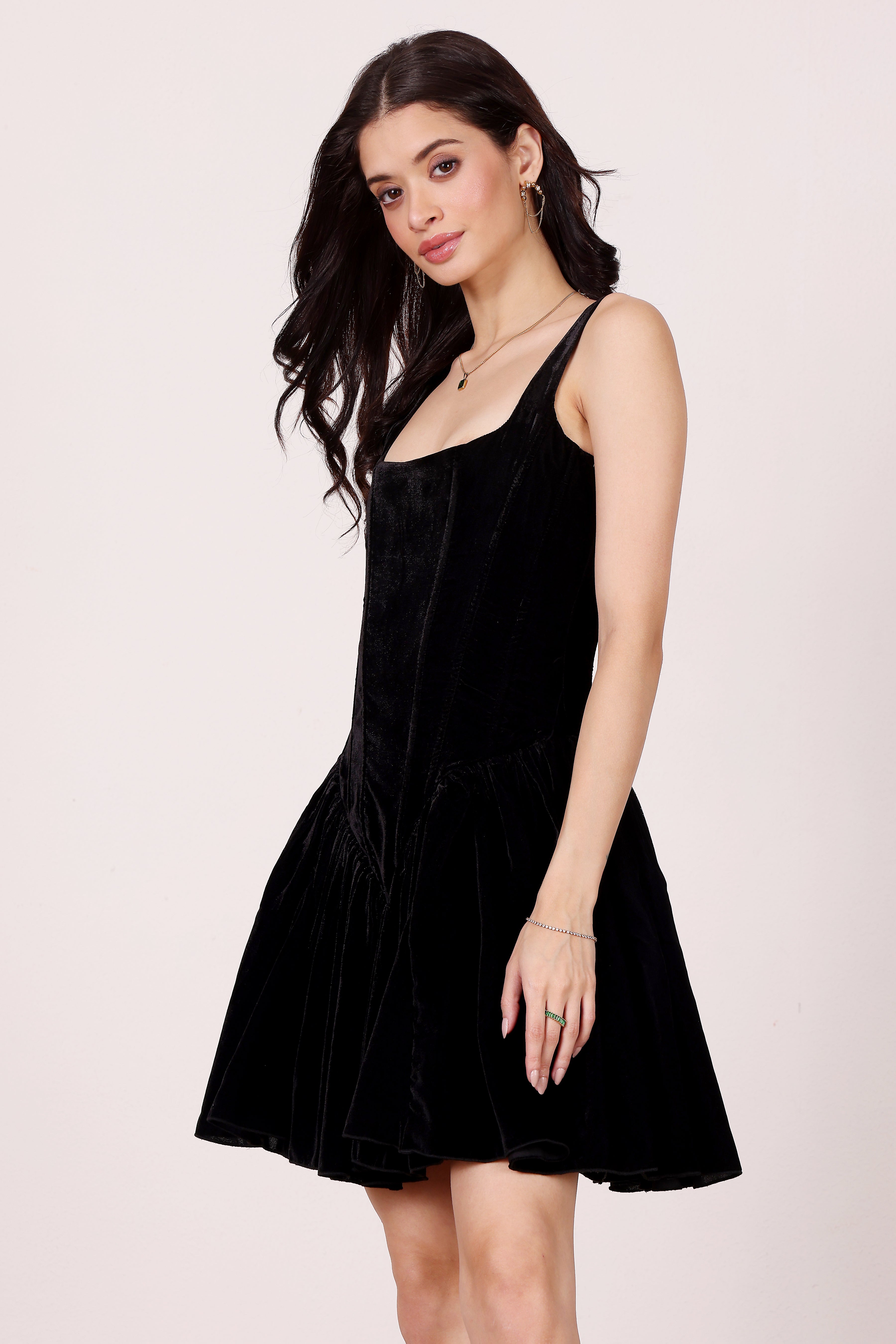 Quest Velvet Corset Mini Dress in Black