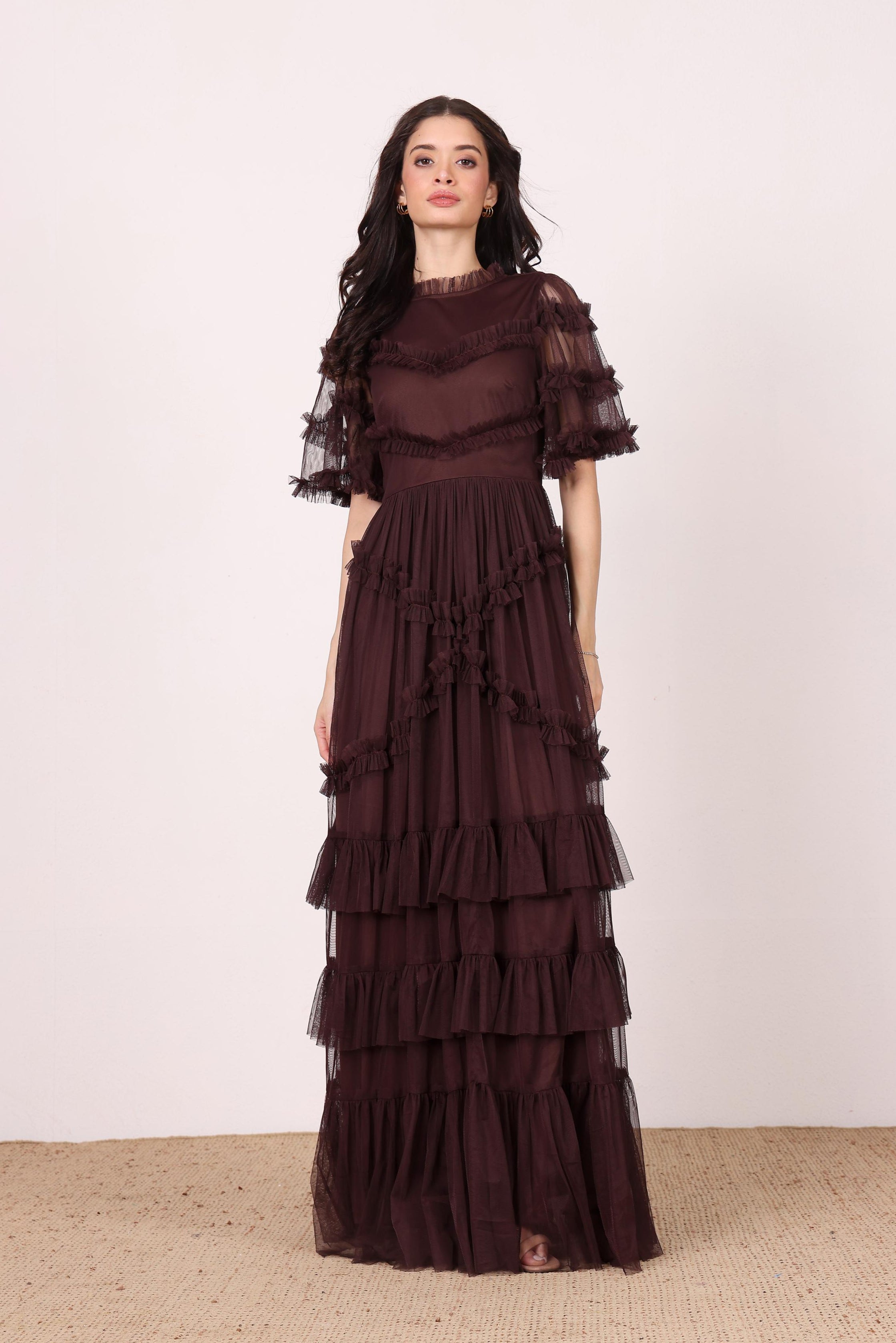 Florine Maxi Dress in Chocolate Plum