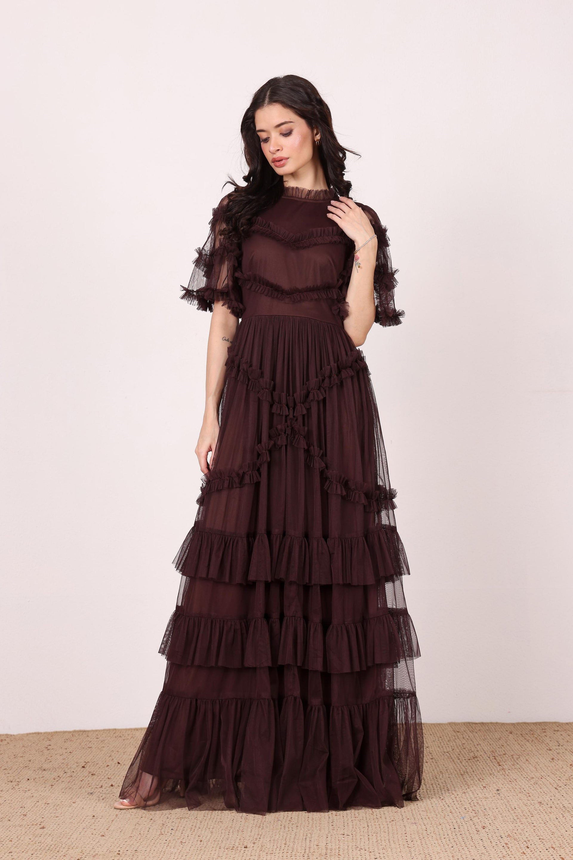 Florine Maxi Dress in Chocolate Plum