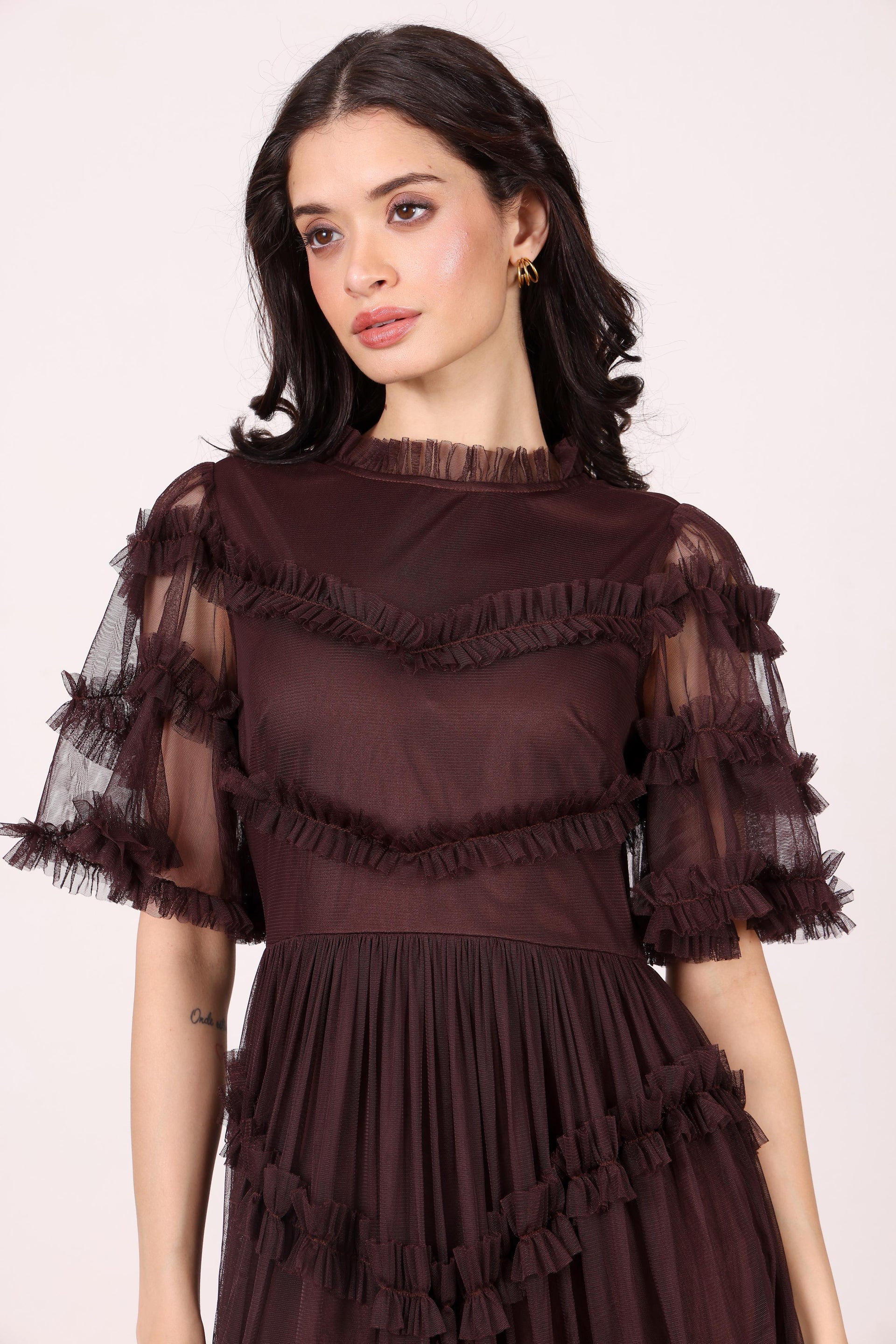 Florine Maxi Dress in Chocolate Plum