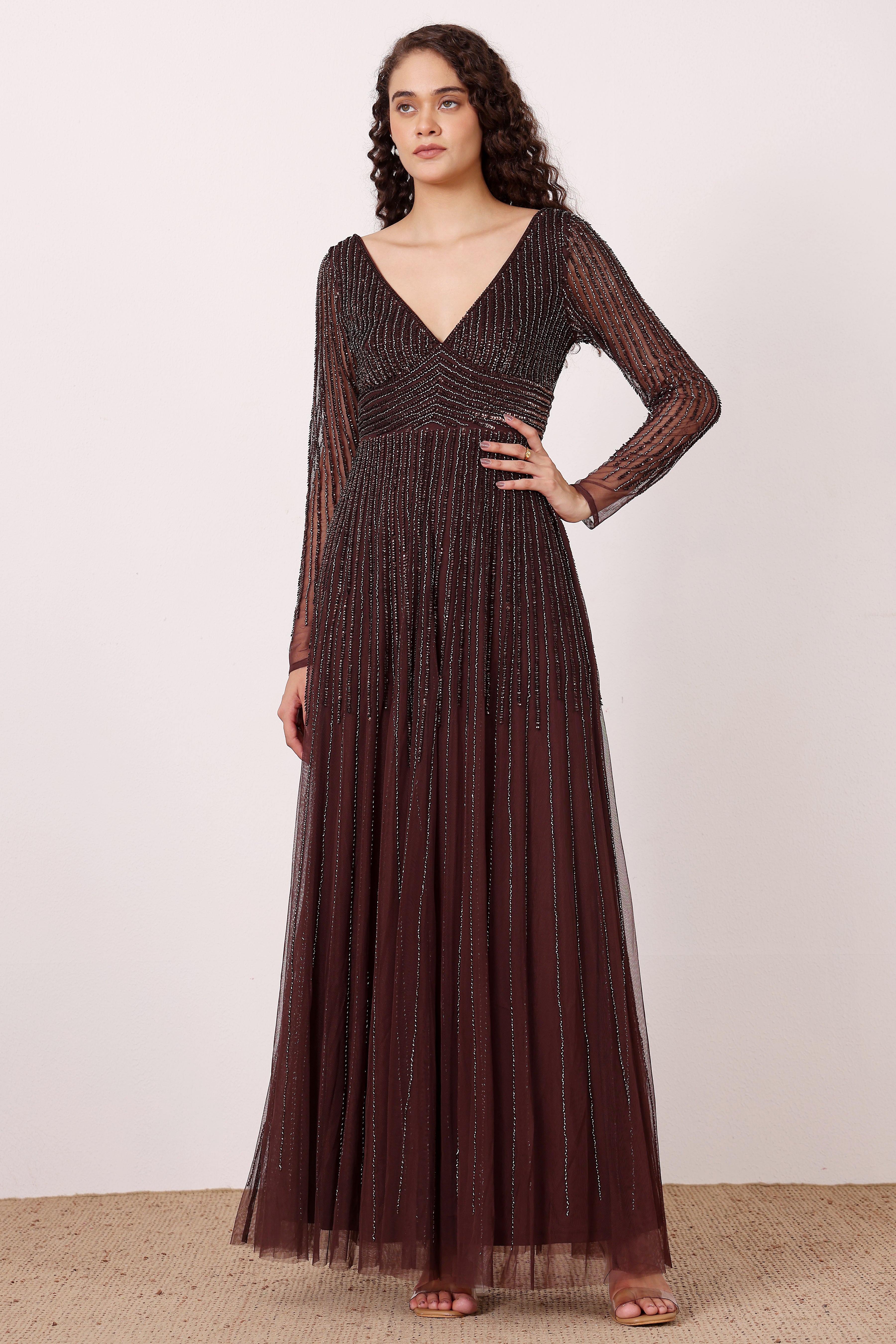 Laura Embellished Maxi Dress in Coffee Brown UK10 / Coffee Brown Laura Embellished Maxi Dress in Coffee Brown UK10 / Coffee Brown