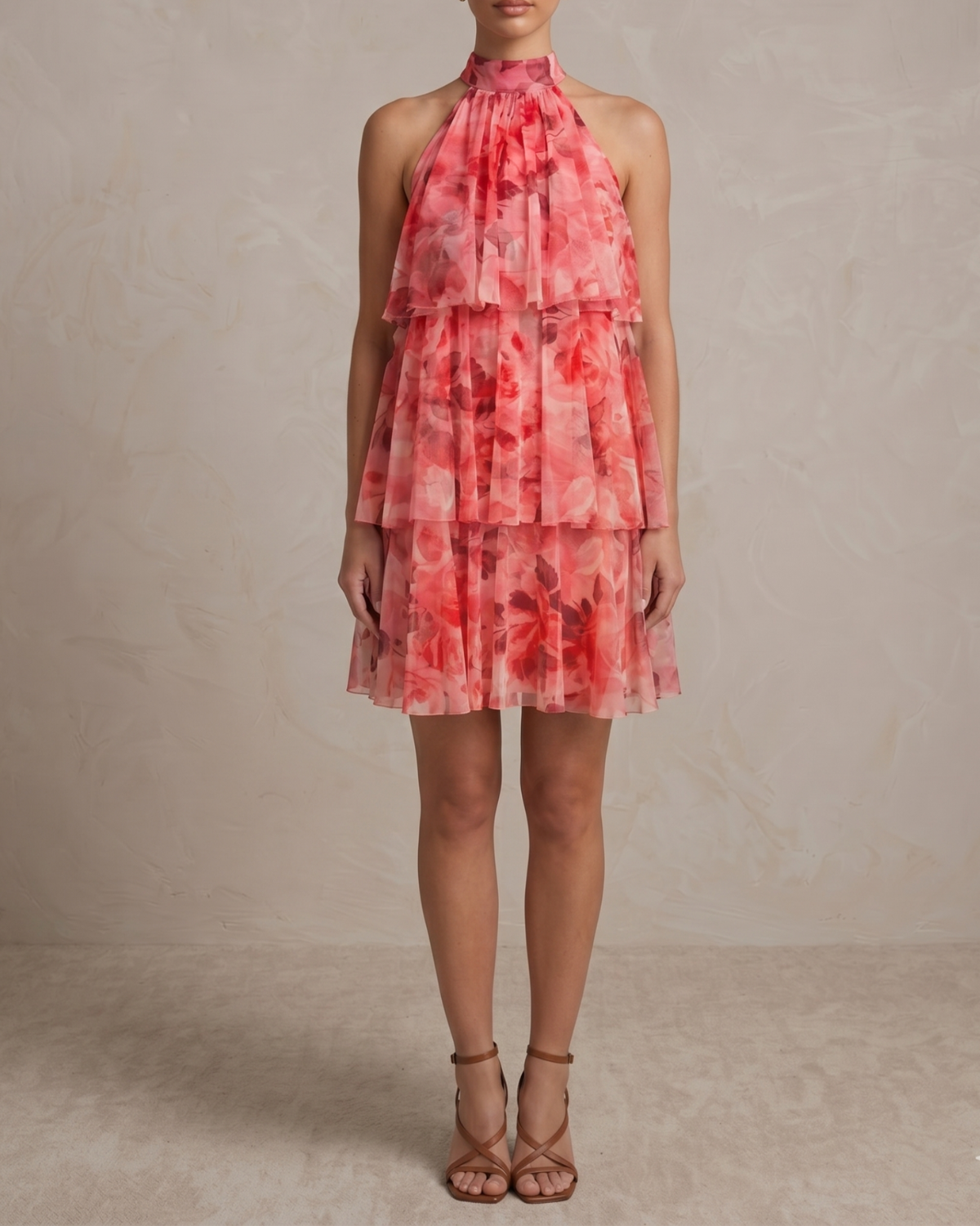 Mia Tulle Mini Dress in Pink Rosey Print
