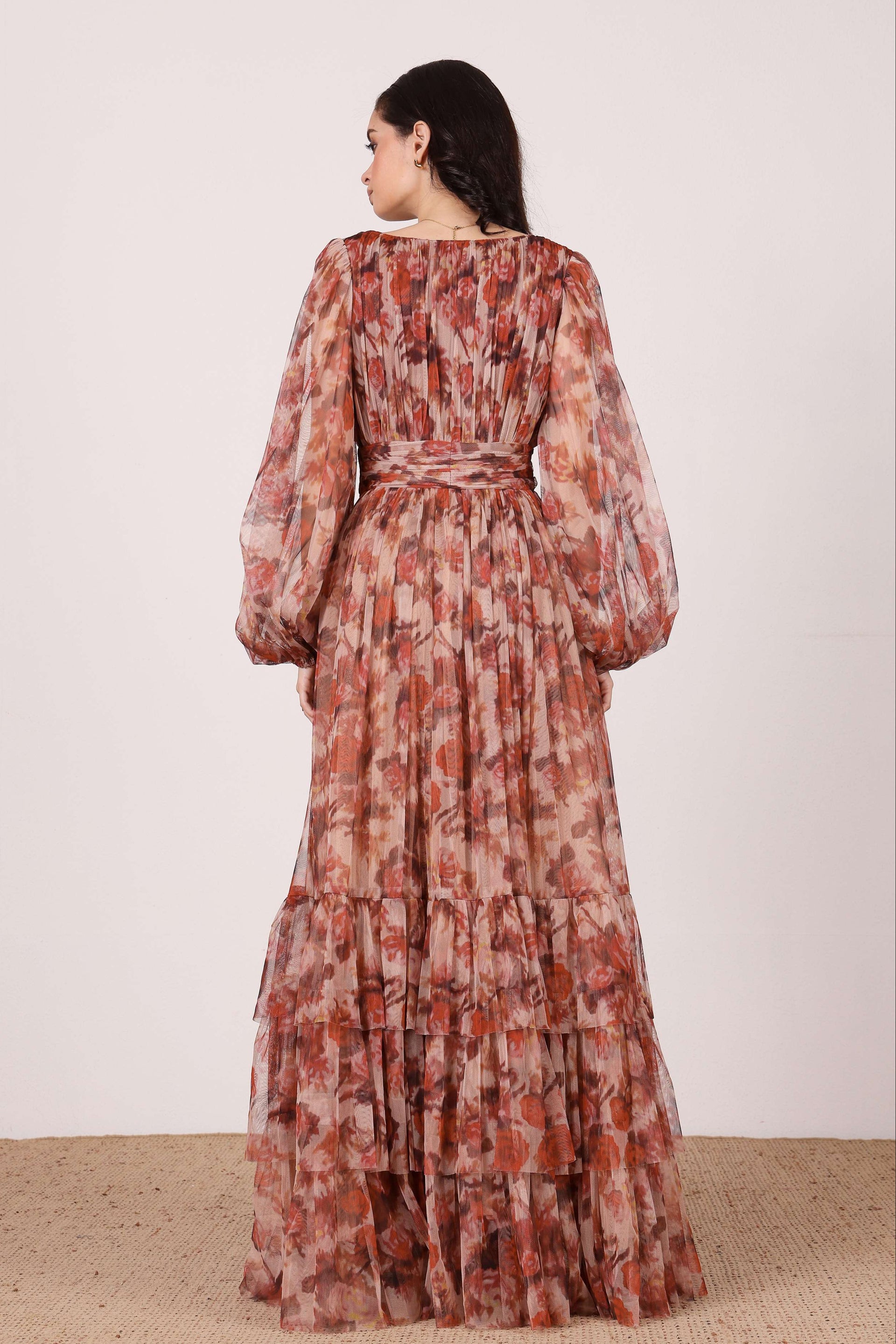 Long Sleeve Madison Maxi Dress in Rose Floral