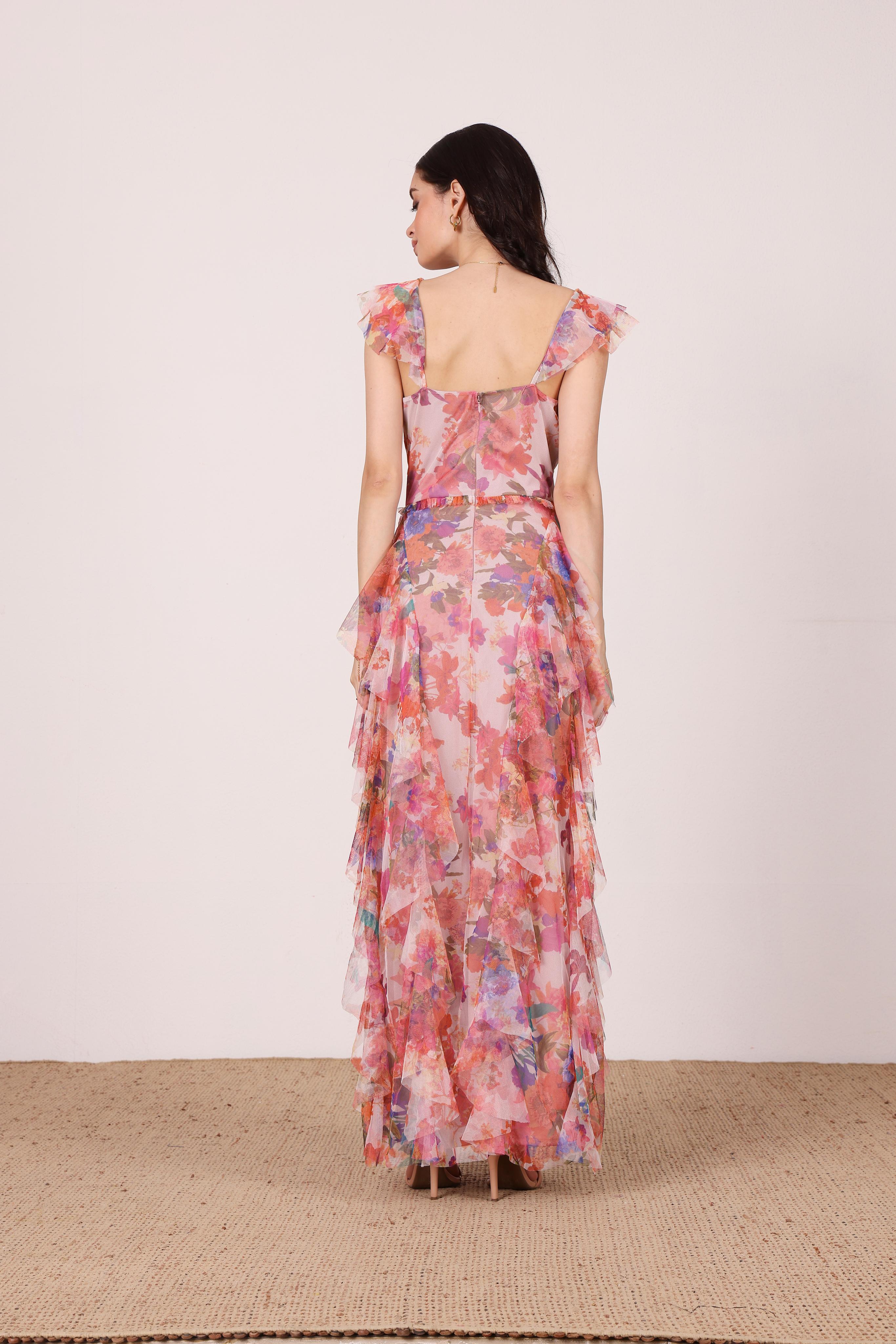 Malin Maxi Dress in Mixed Floral