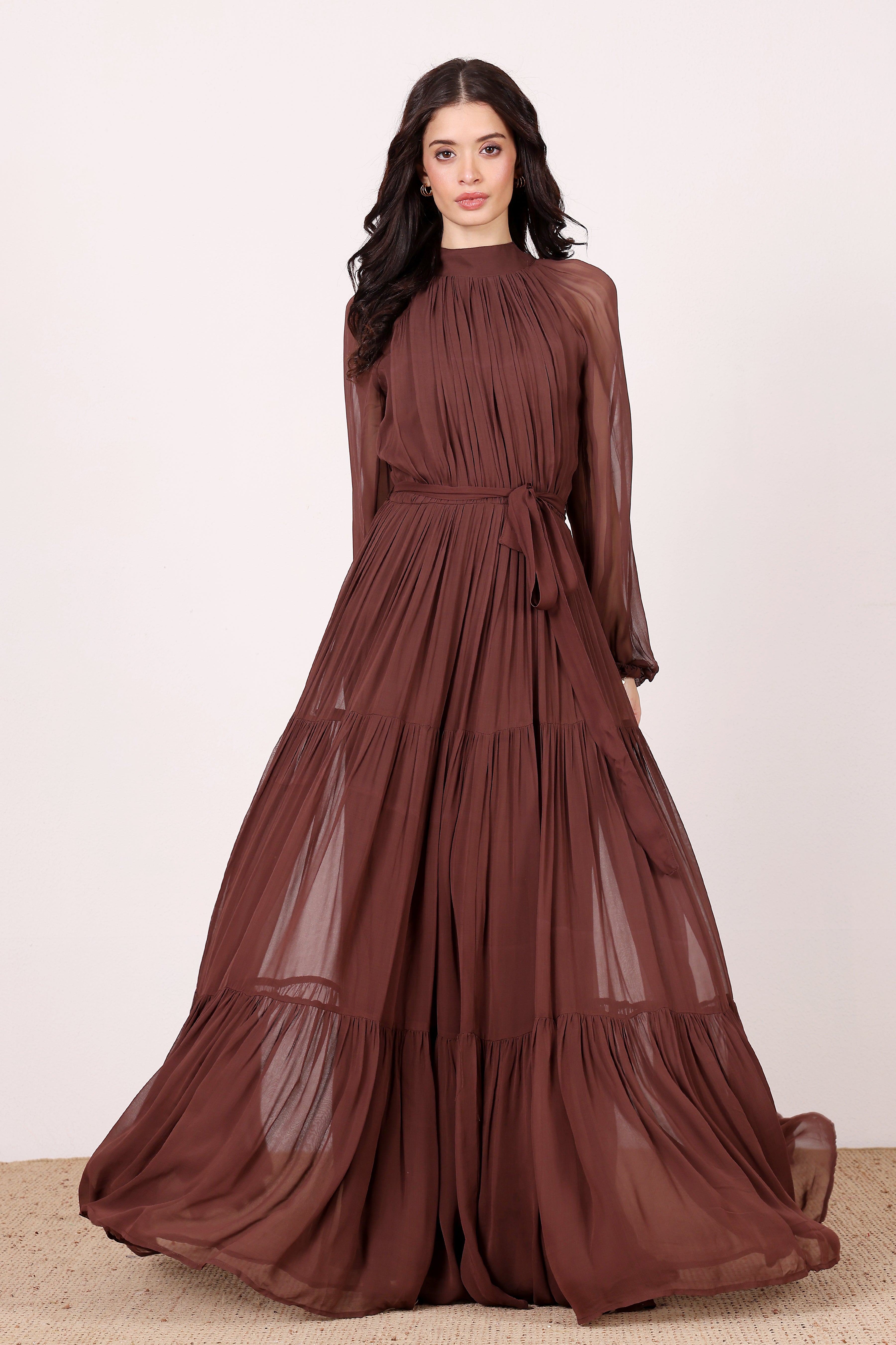 Rosetta Maxi Dress in Chocolate Brown