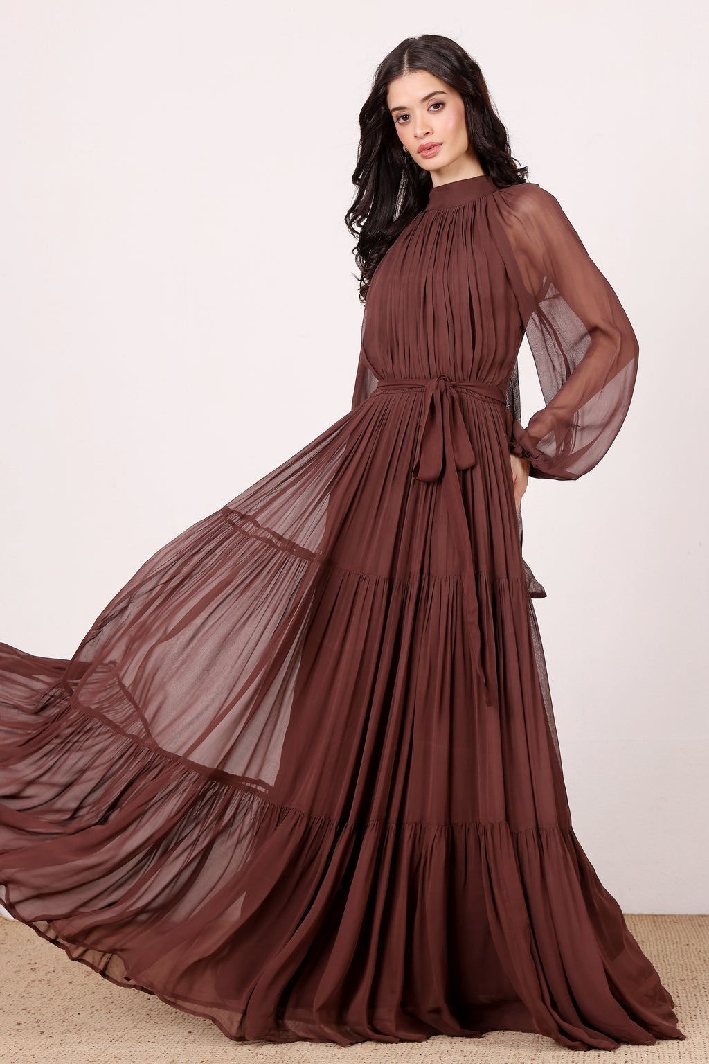 Rosetta Maxi Dress in Chocolate Brown