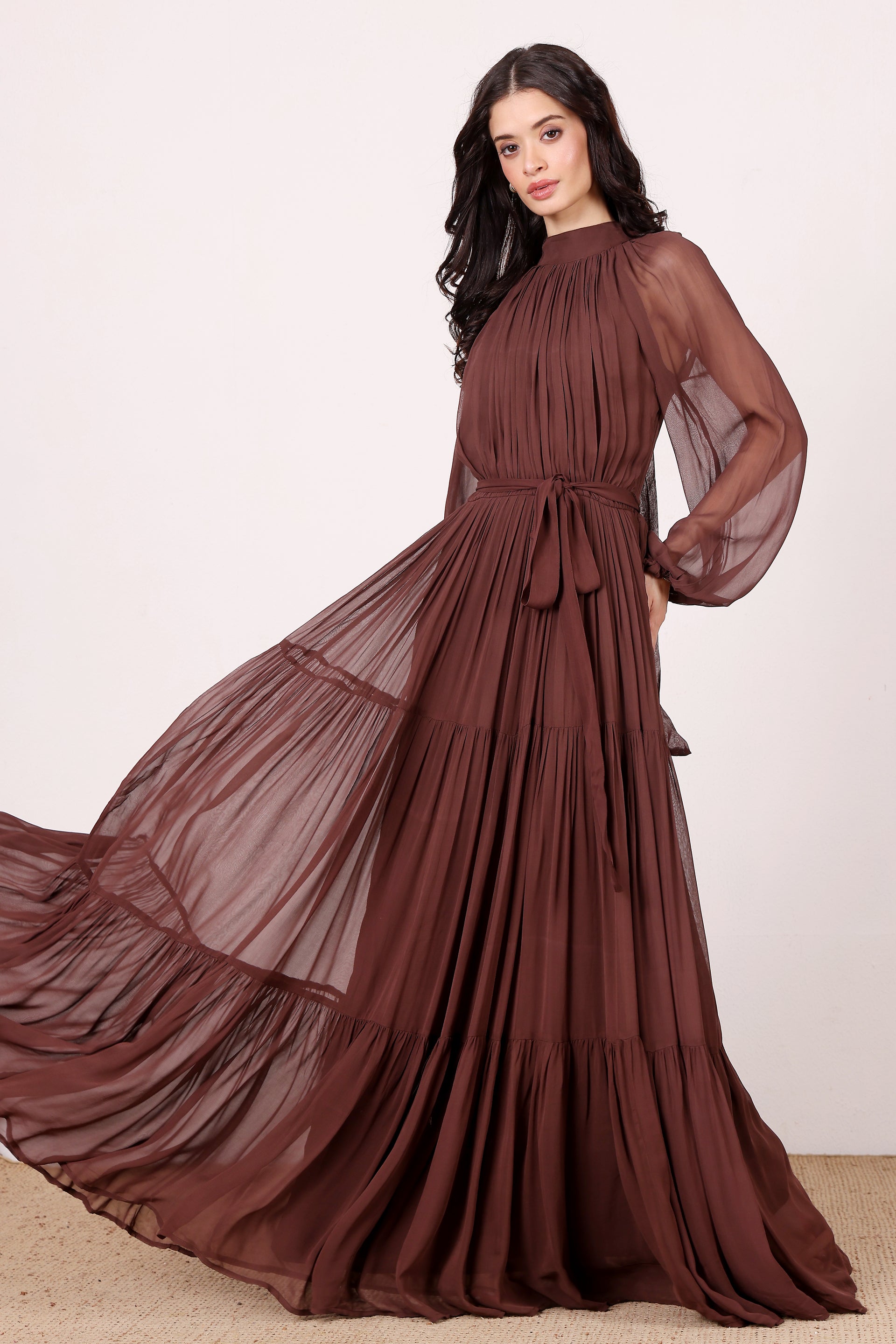 Rosetta Maxi Dress in Chocolate Brown