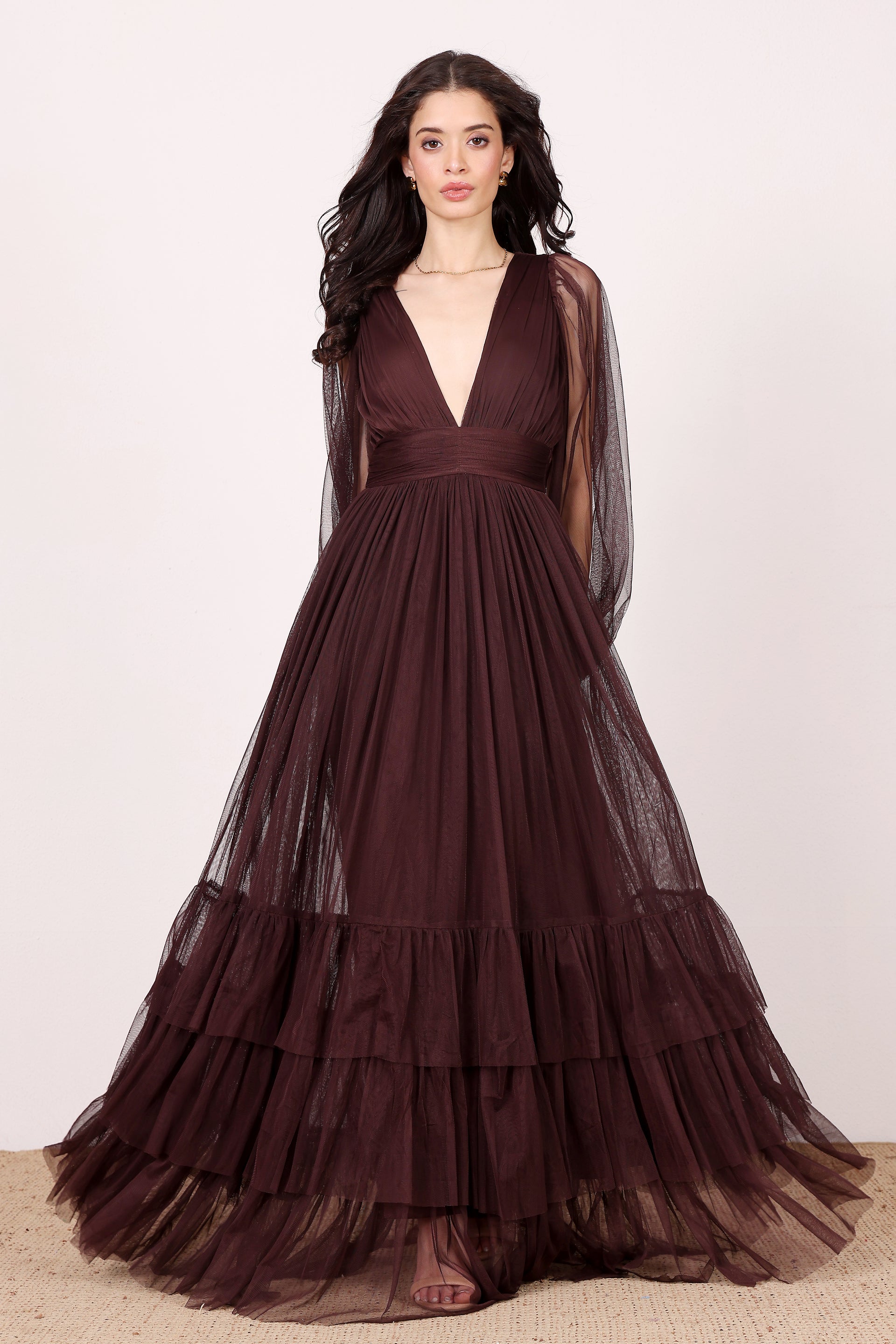 Long Sleeve Madison Maxi Dress in Chocolate Plum