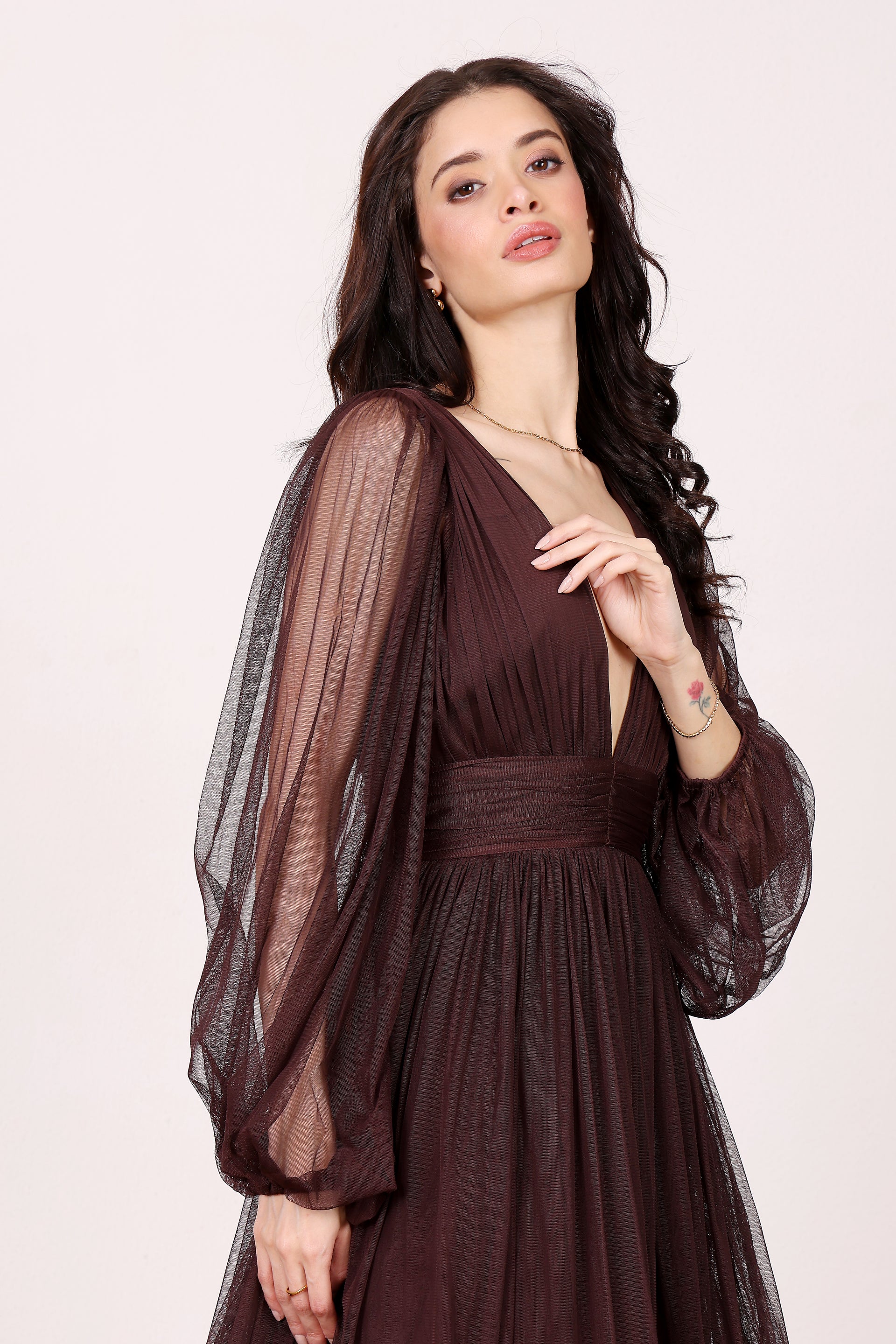 Long Sleeve Madison Maxi Dress in Chocolate Plum