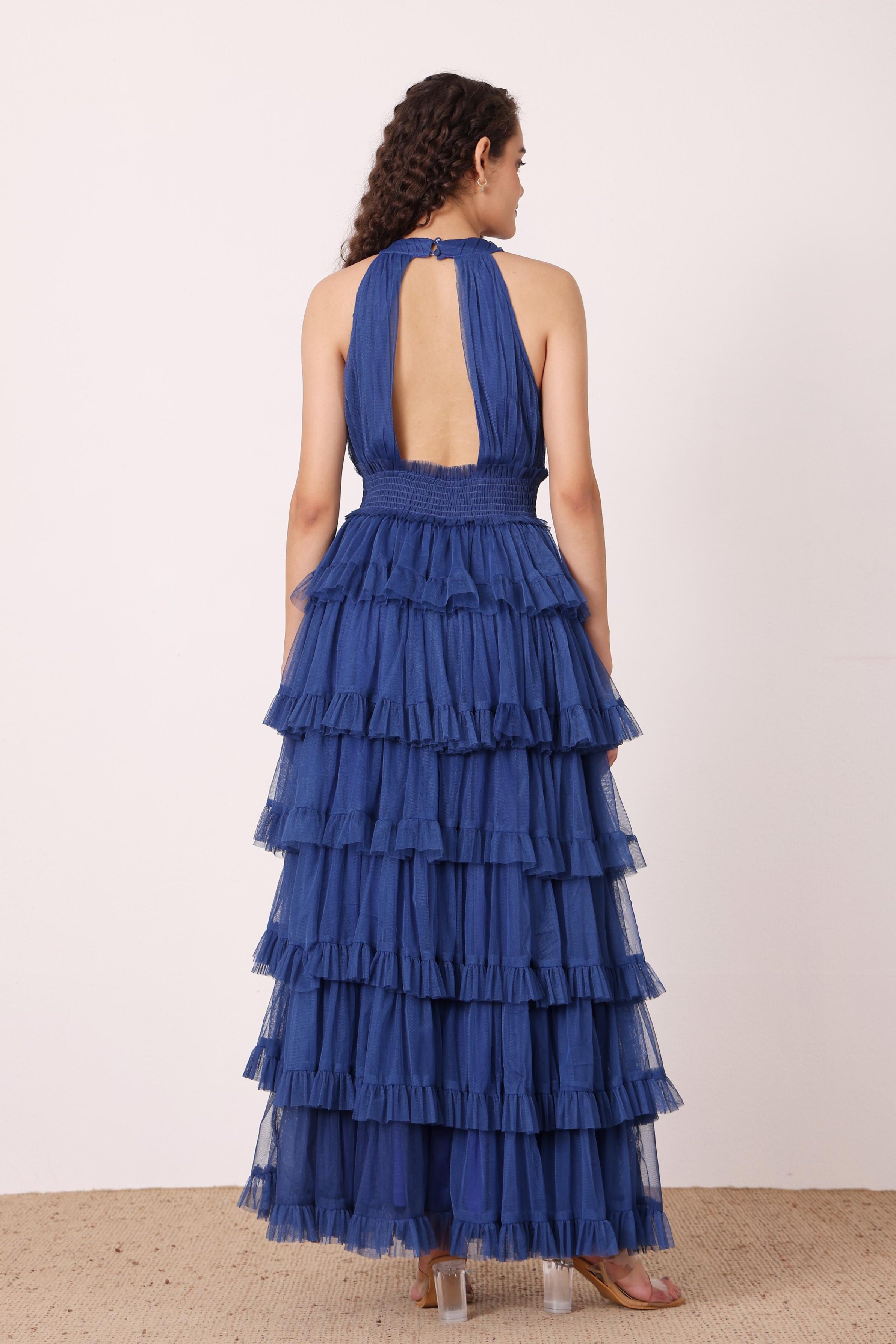 Lucerne High Neck Maxi Dress in Cobalt Blue