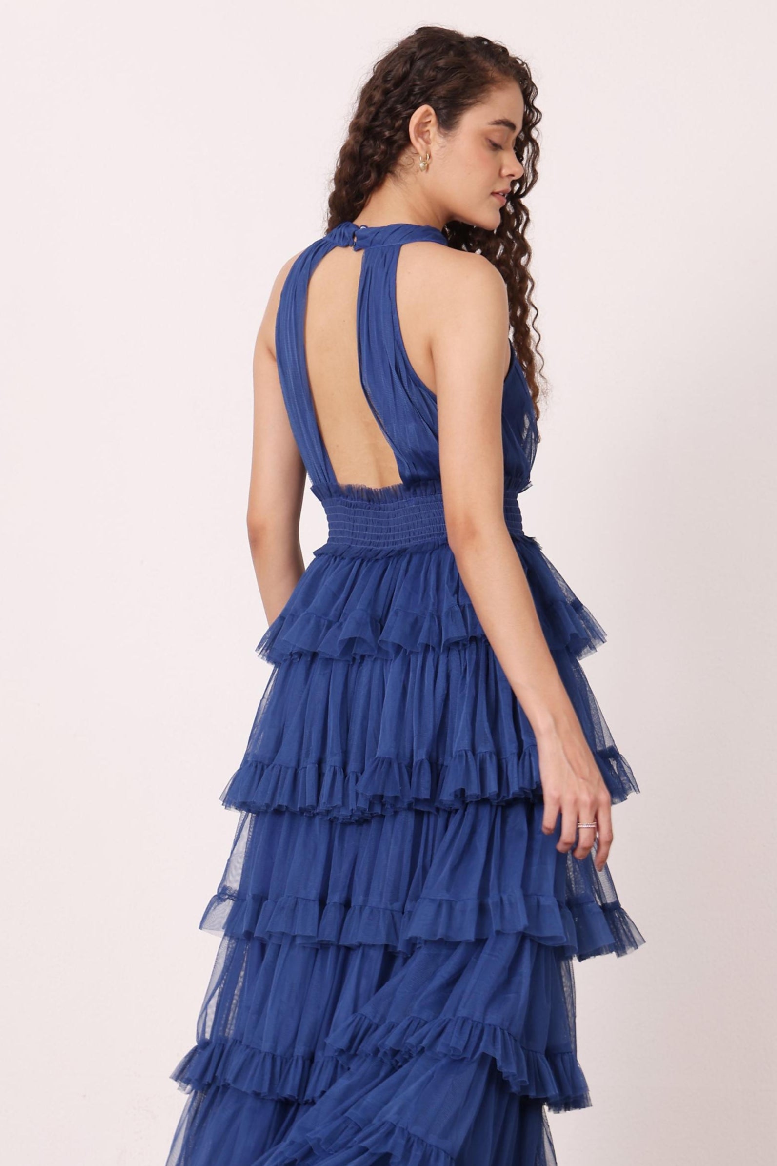 Lucerne High Neck Maxi Dress in Cobalt Blue