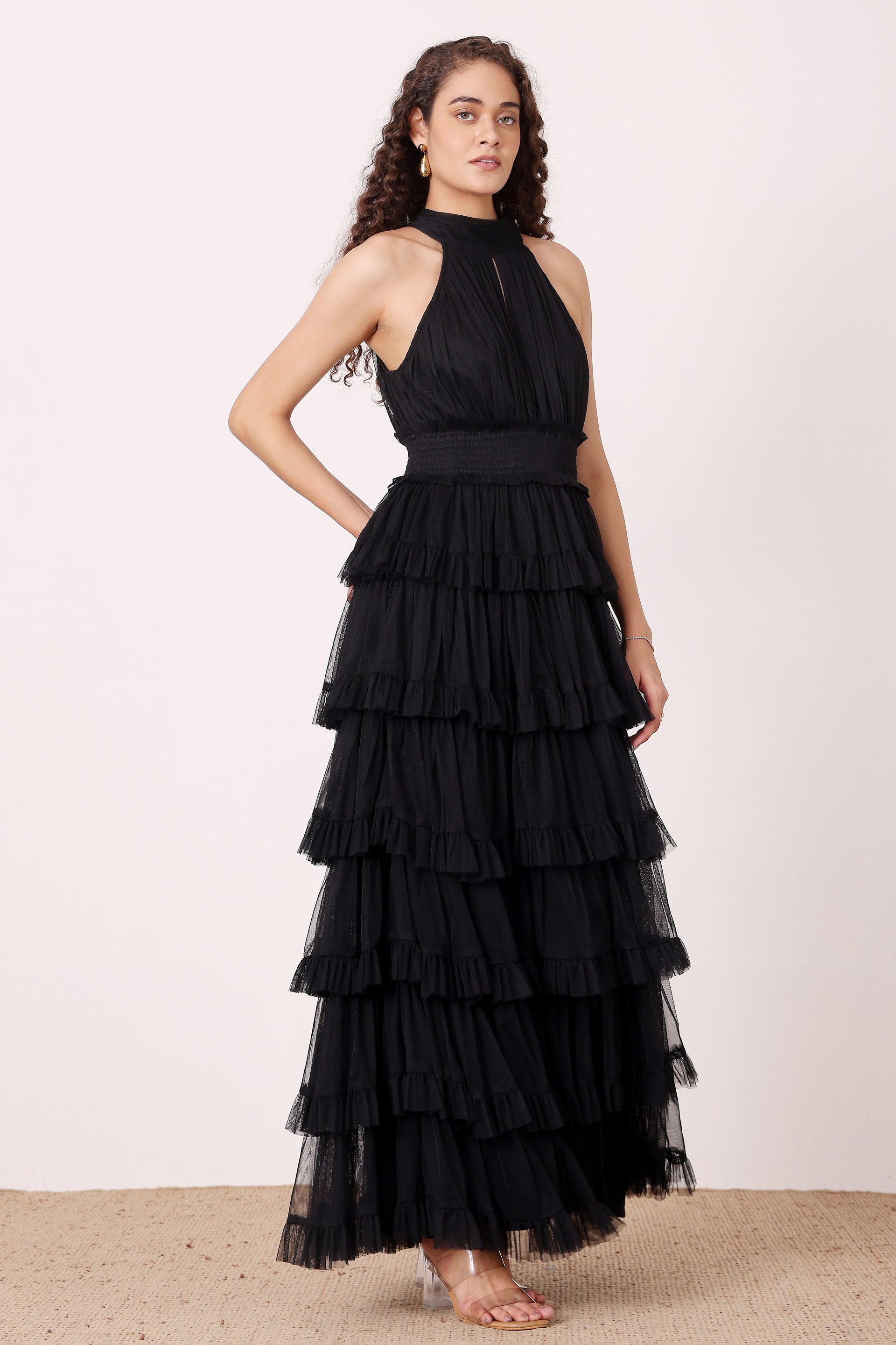 Lucerne High Neck Maxi Dress in Black