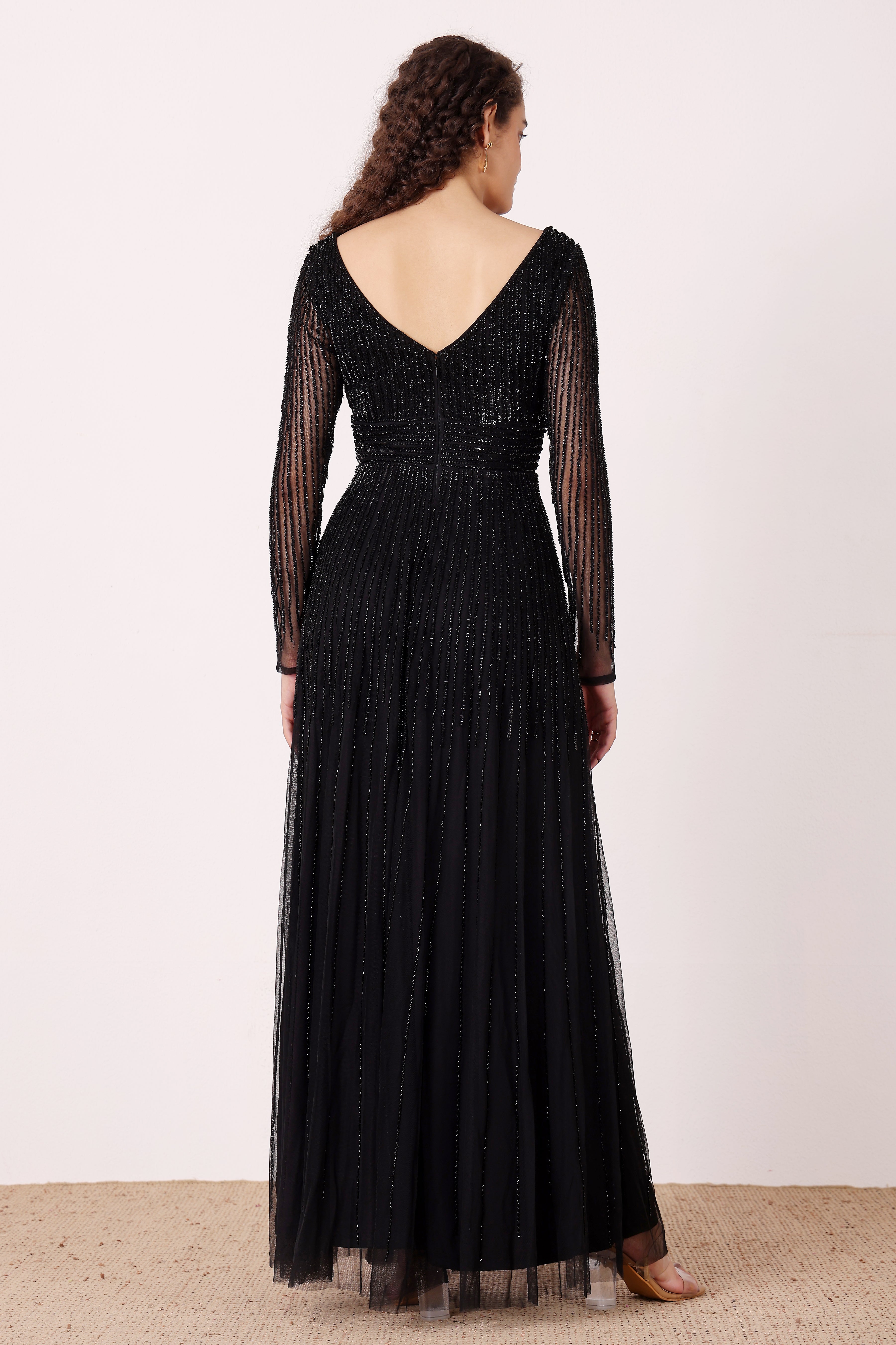 Laura Embellished Maxi Dress in Black