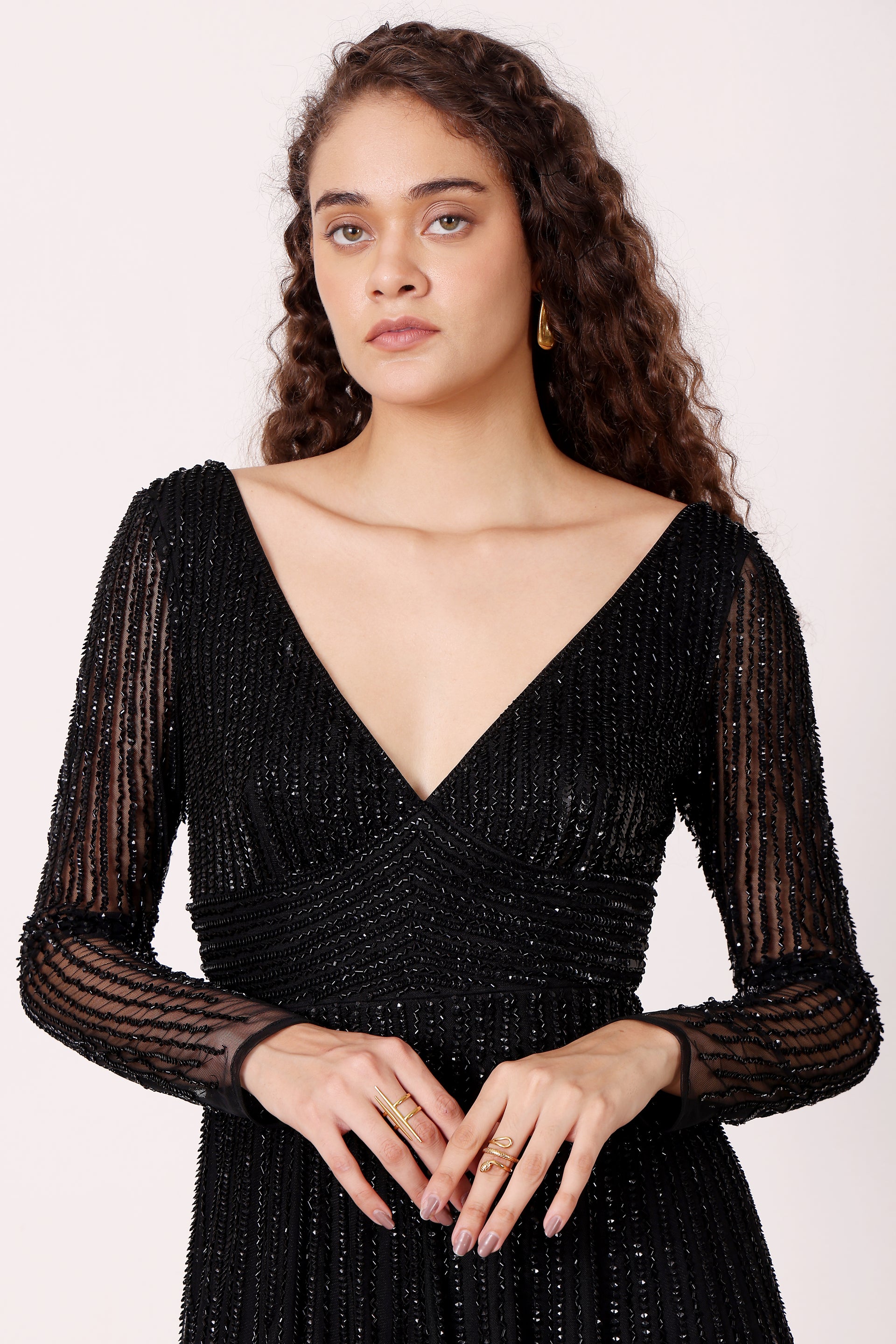 Laura Embellished Maxi Dress in Black