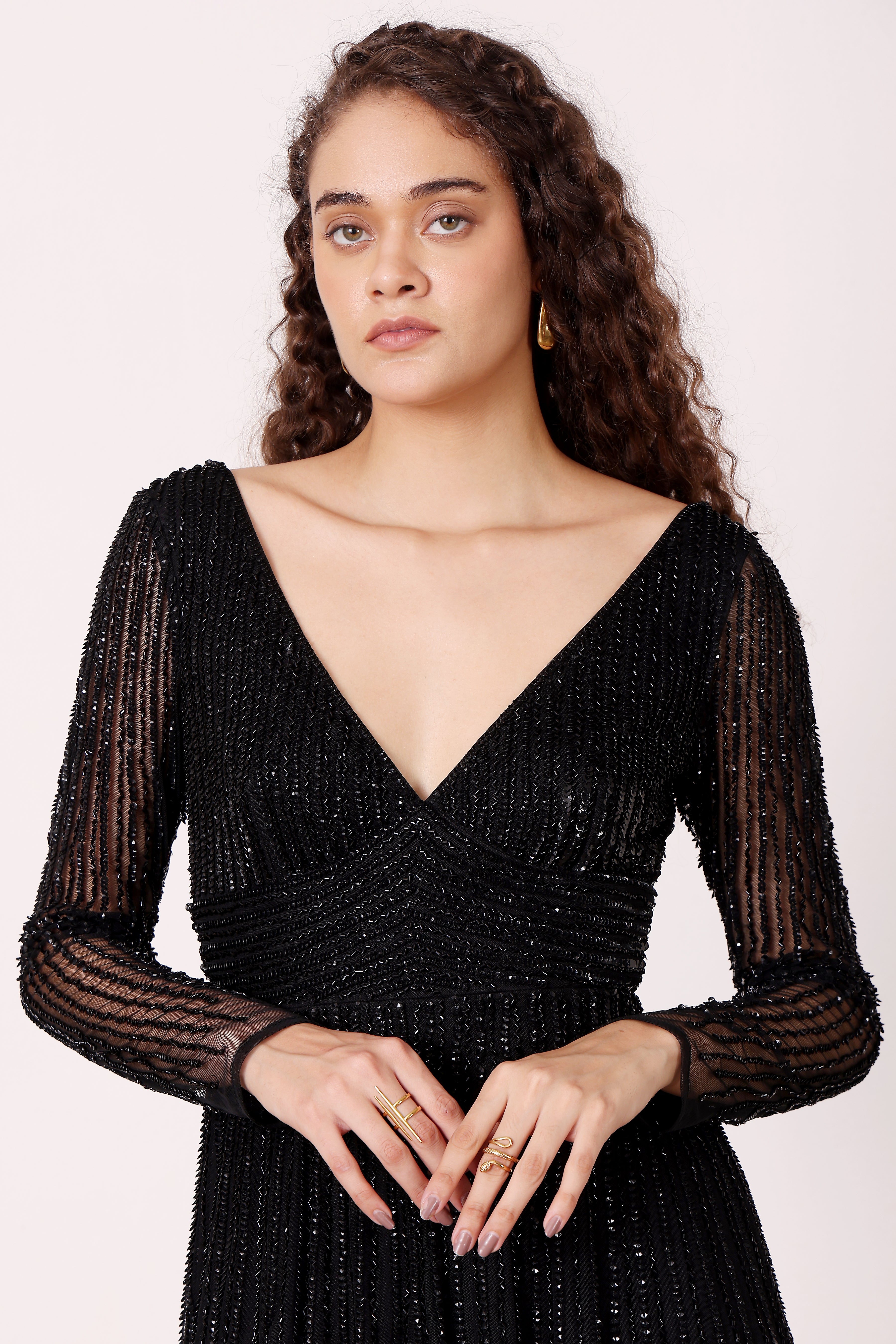 Laura Embellished Maxi Dress in Black